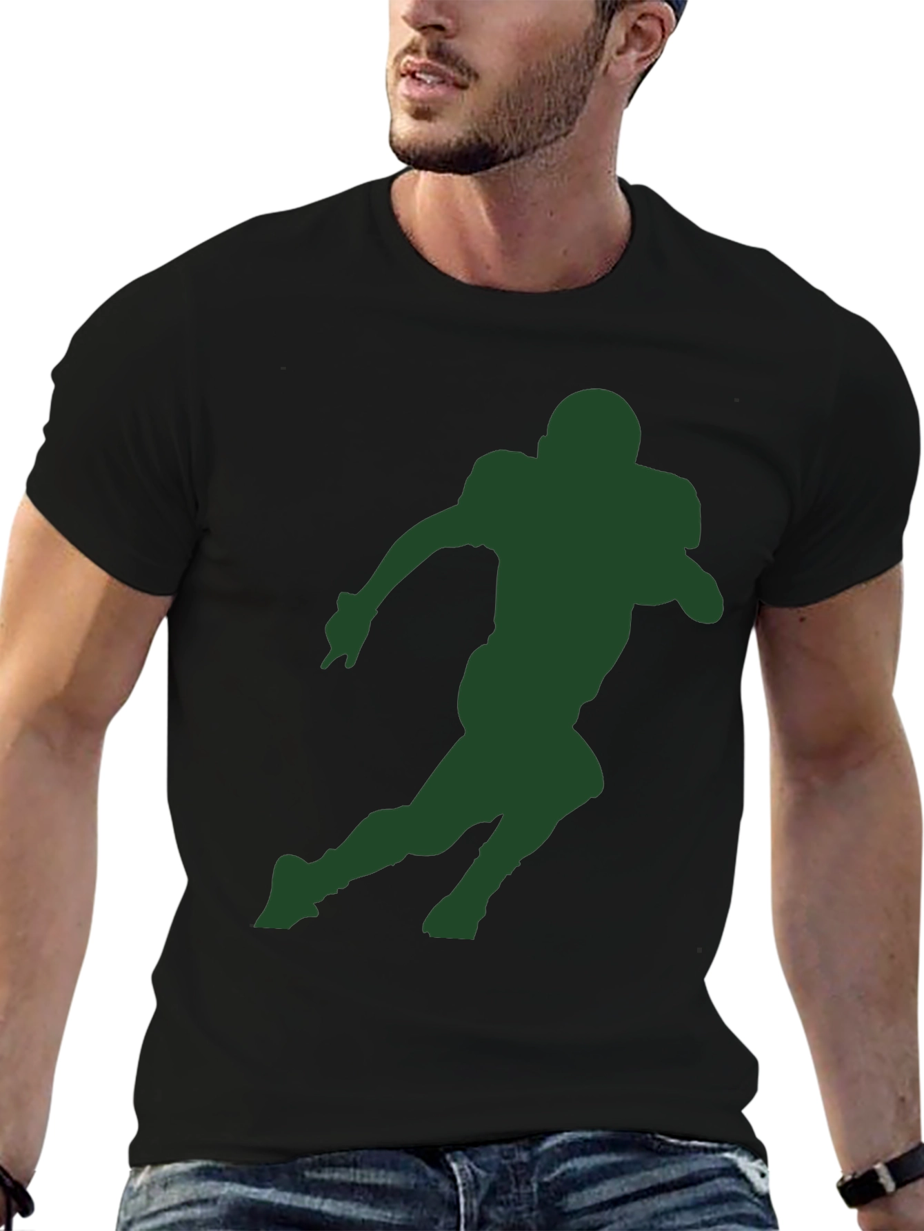 Football Player Silhouette Black T-Shirt