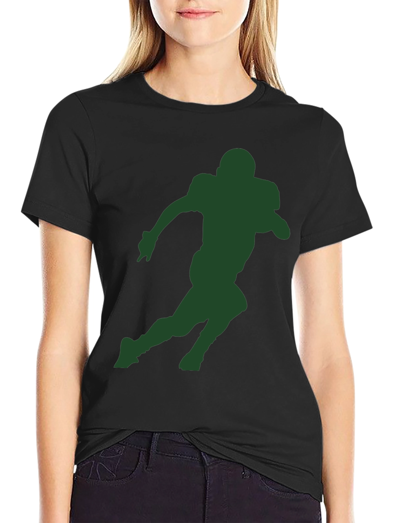 Football Player Silhouette Black T-Shirt