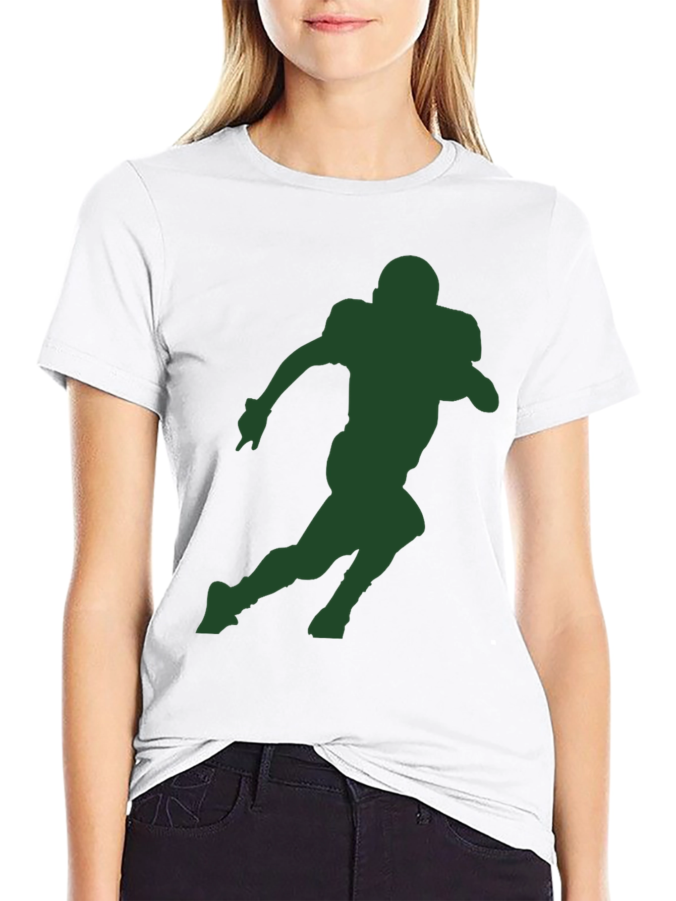 Football Player Silhouette Black T-Shirt