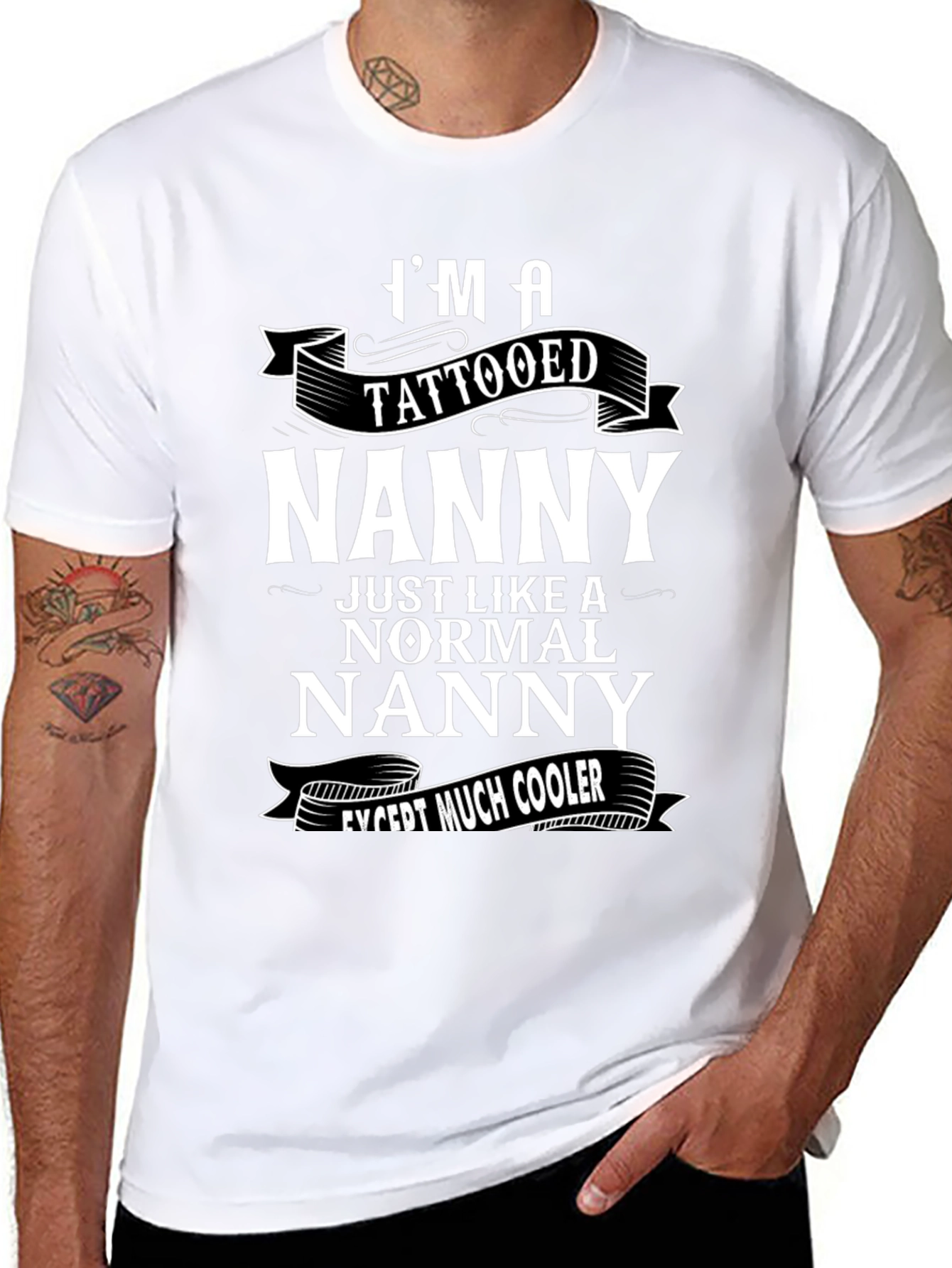 Tattooed Nanny Graphic Tee - Cool Nanny Shirt