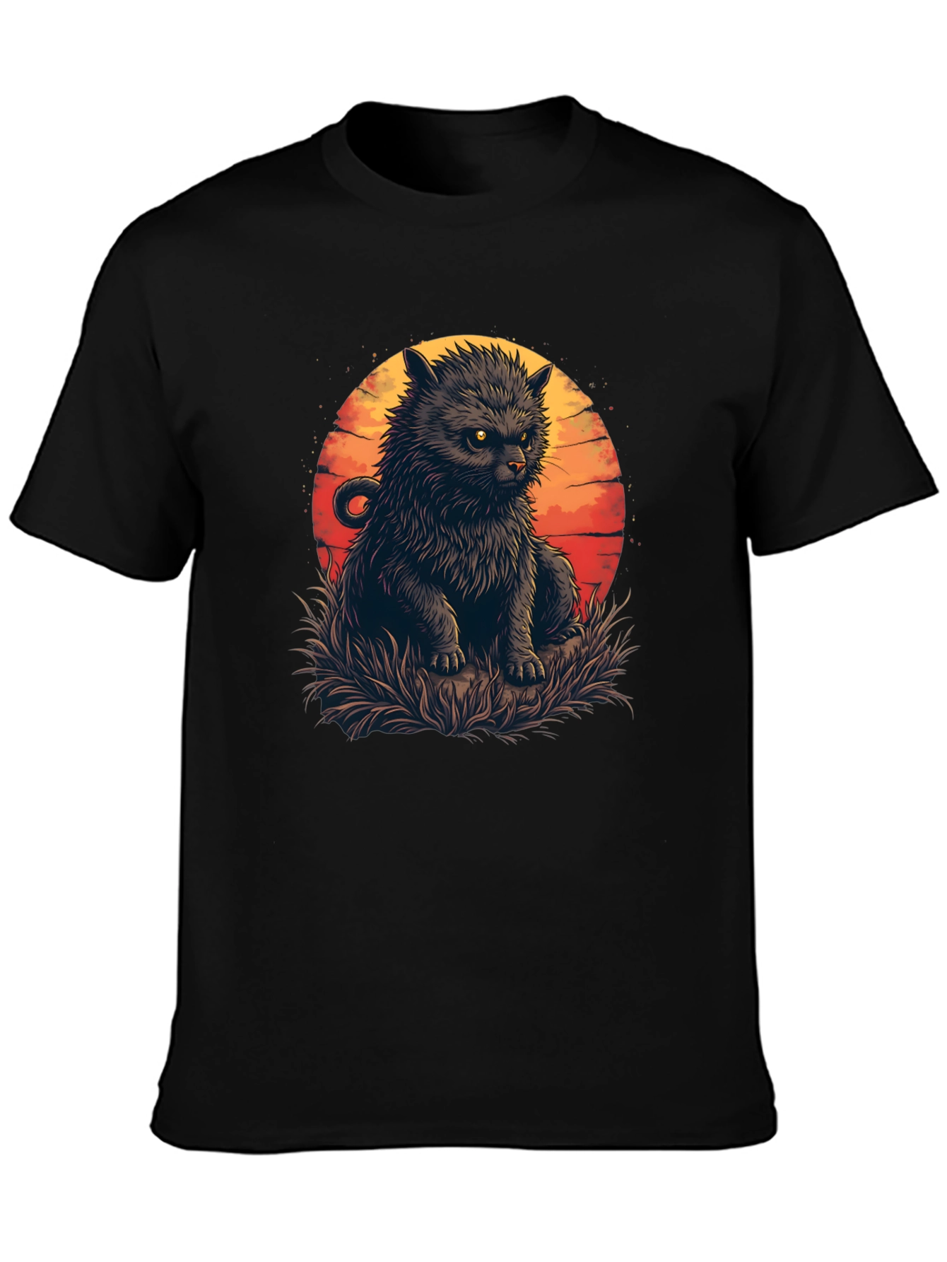 Black Cat Sunset Graphic Tee