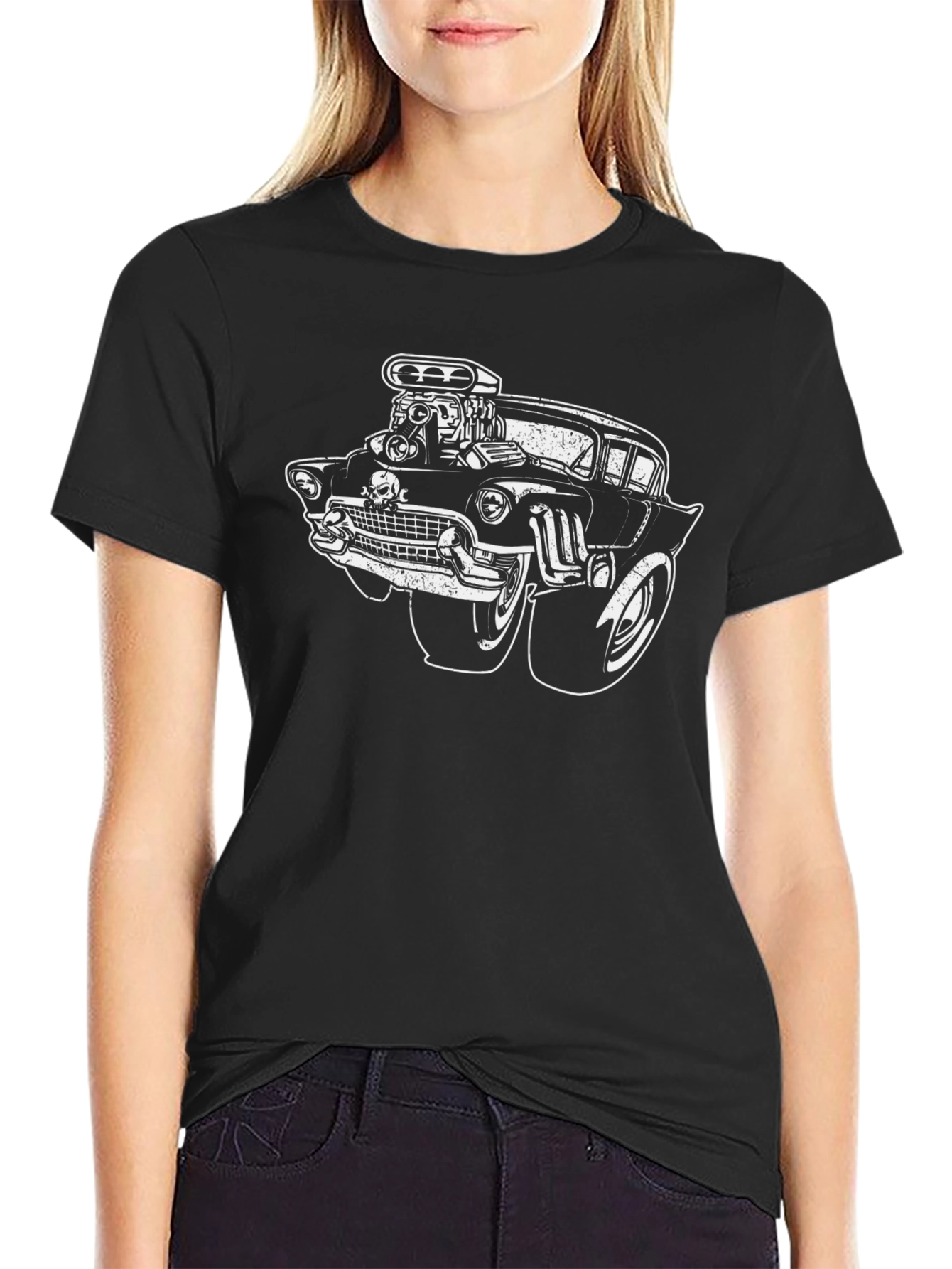 Retro Hot Rod Car Graphic T-Shirt - Black