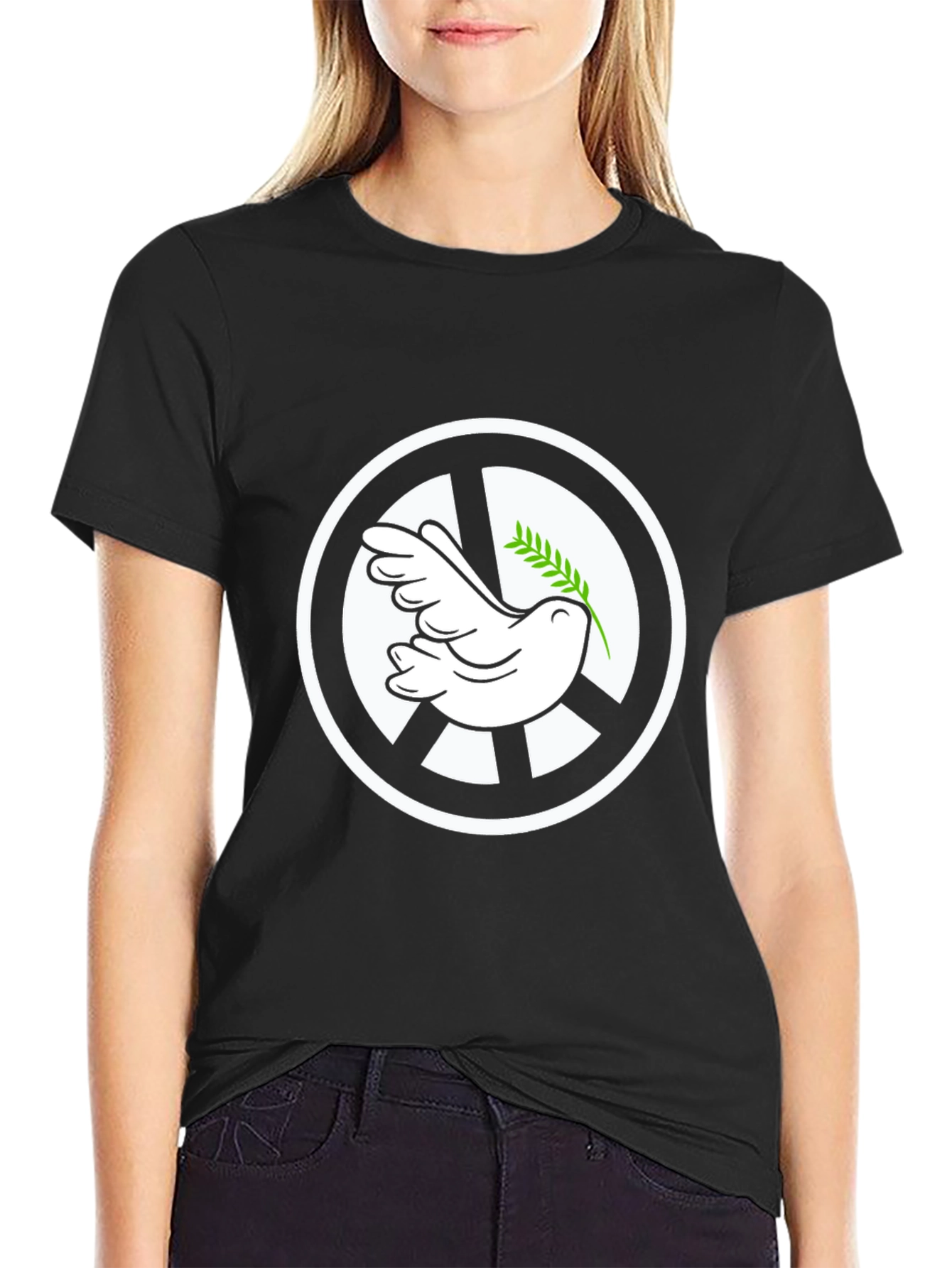 Peace Dove Graphic Black T-Shirt