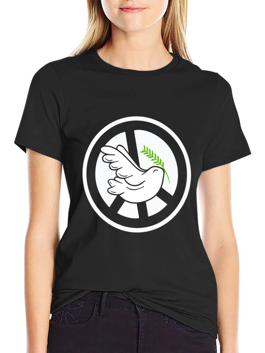 Peace Dove Graphic Black T-Shirt