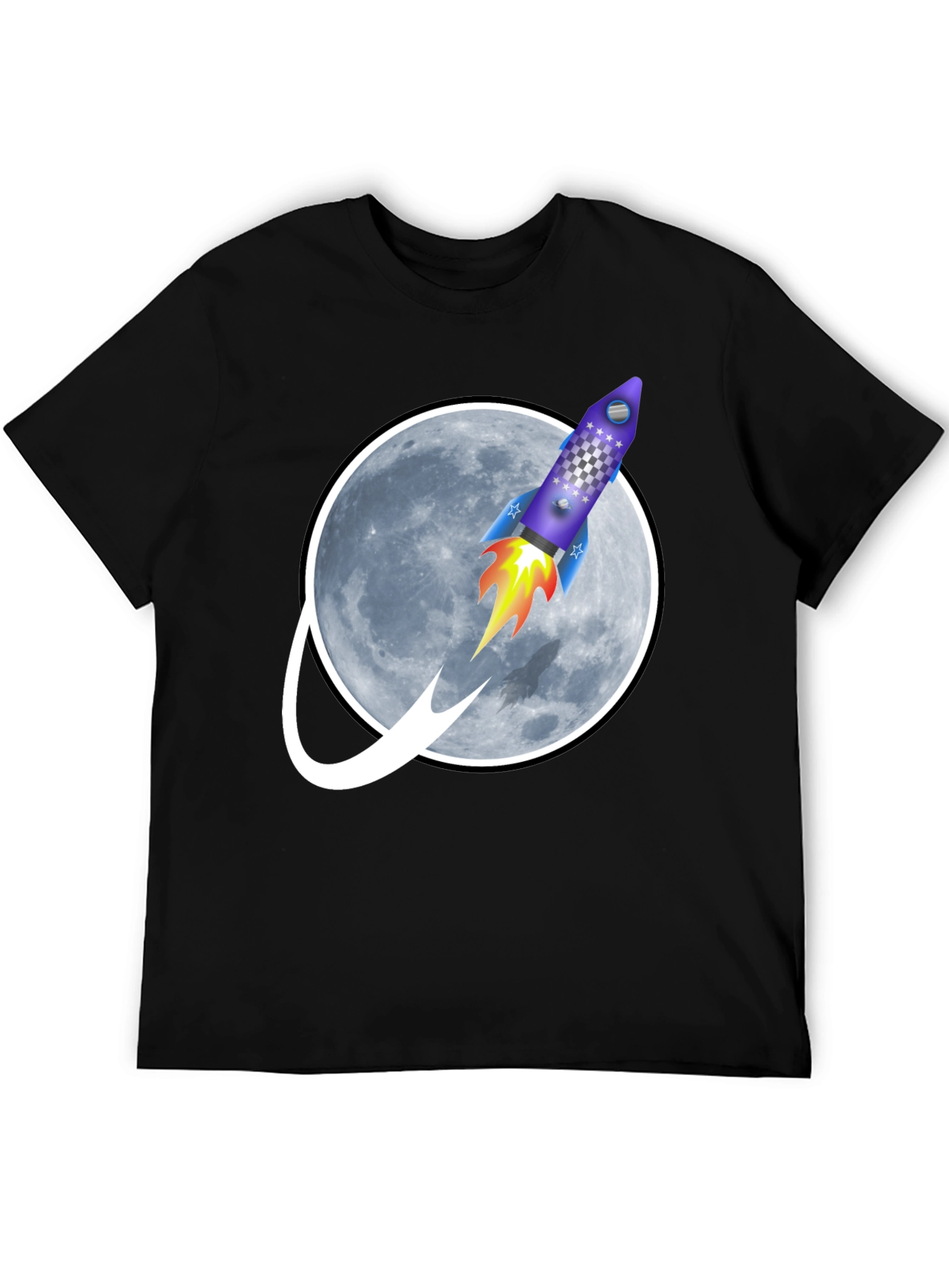 Rocket to the Moon Graphic Tee - Black T-Shirt