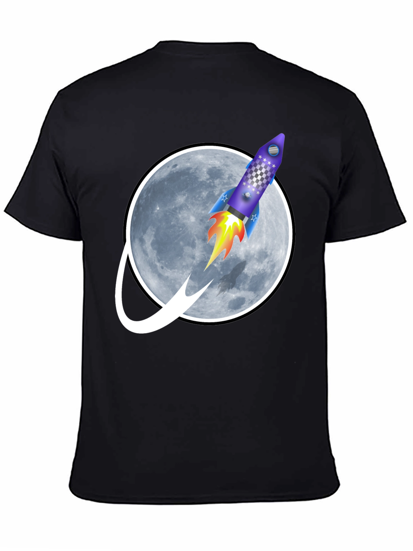 Rocket to the Moon Graphic Tee - Black T-Shirt