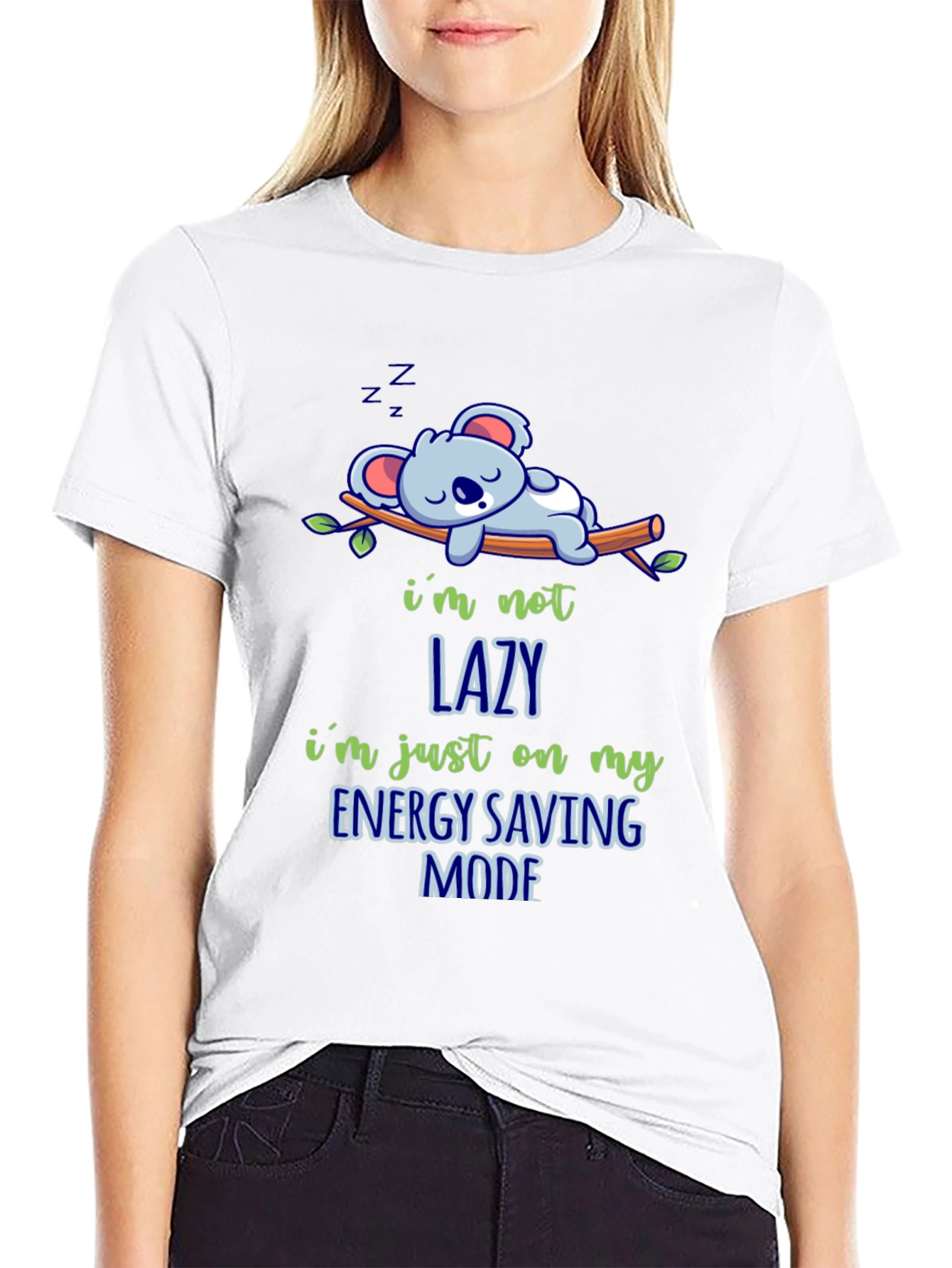 Lazy Koala Energy Saving Mode Graphic T-Shirt