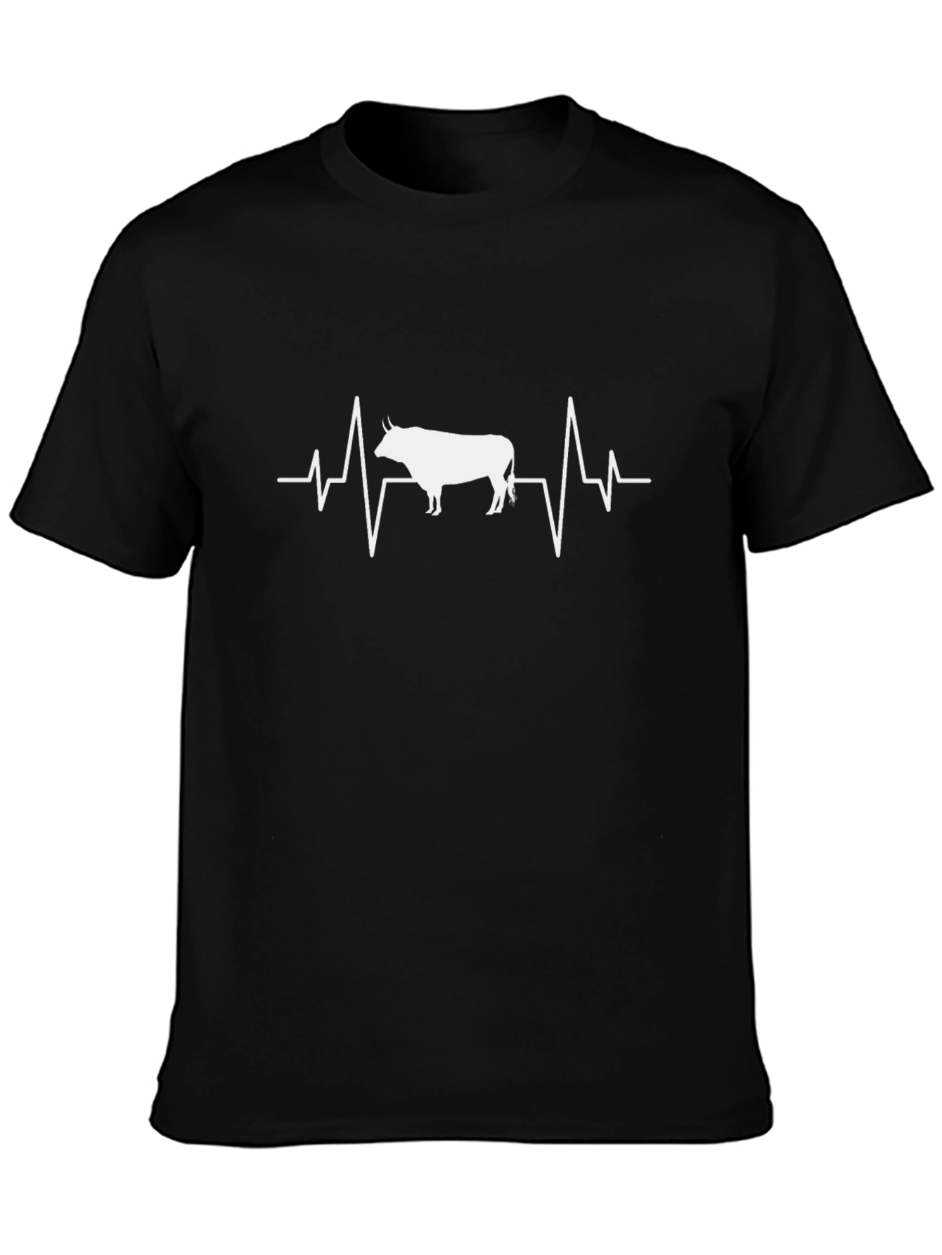 Heartbeat Highland Cow Graphic Tee - Black Cotton
