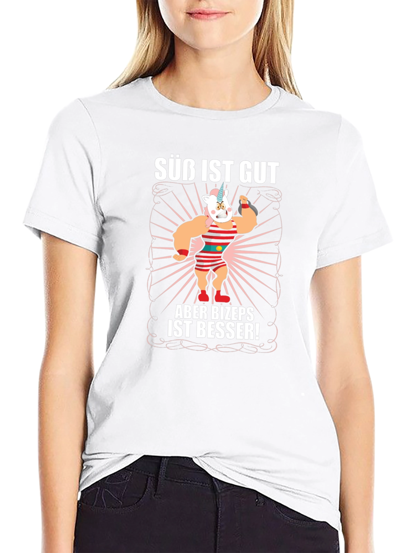Funny Unicorn Biceps Gym Black T-Shirt