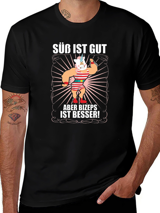 Funny Unicorn Biceps Gym Black T-Shirt