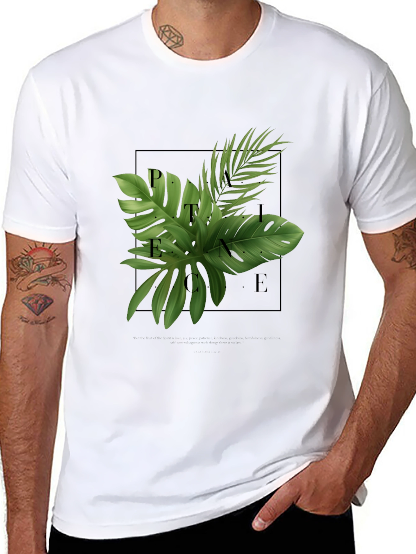 Botanical Peace Graphic Black T-Shirt