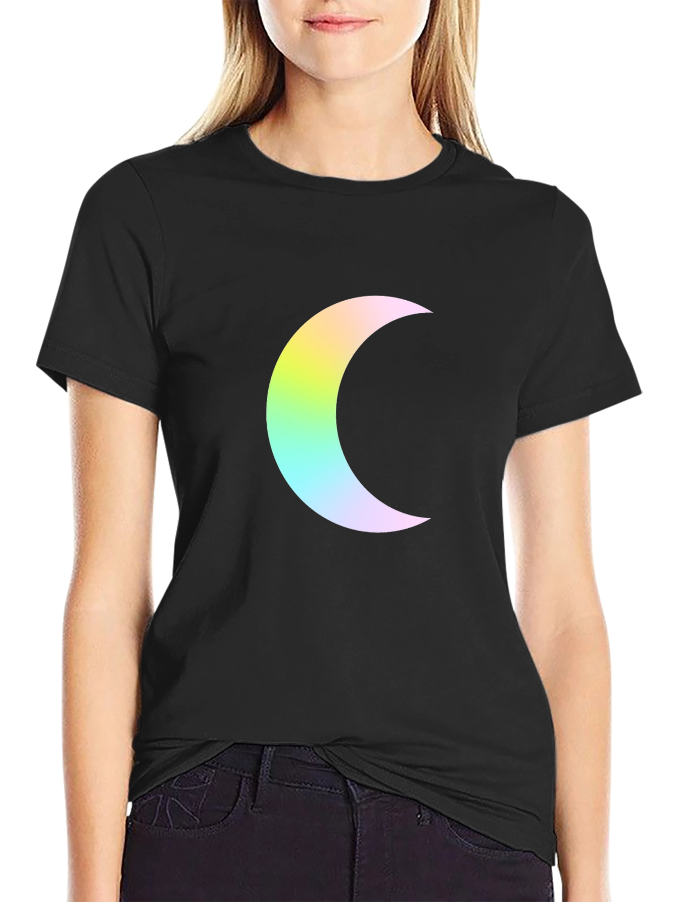 Crescent Moon Graphic Black T-Shirt - Trendy Casual Wear