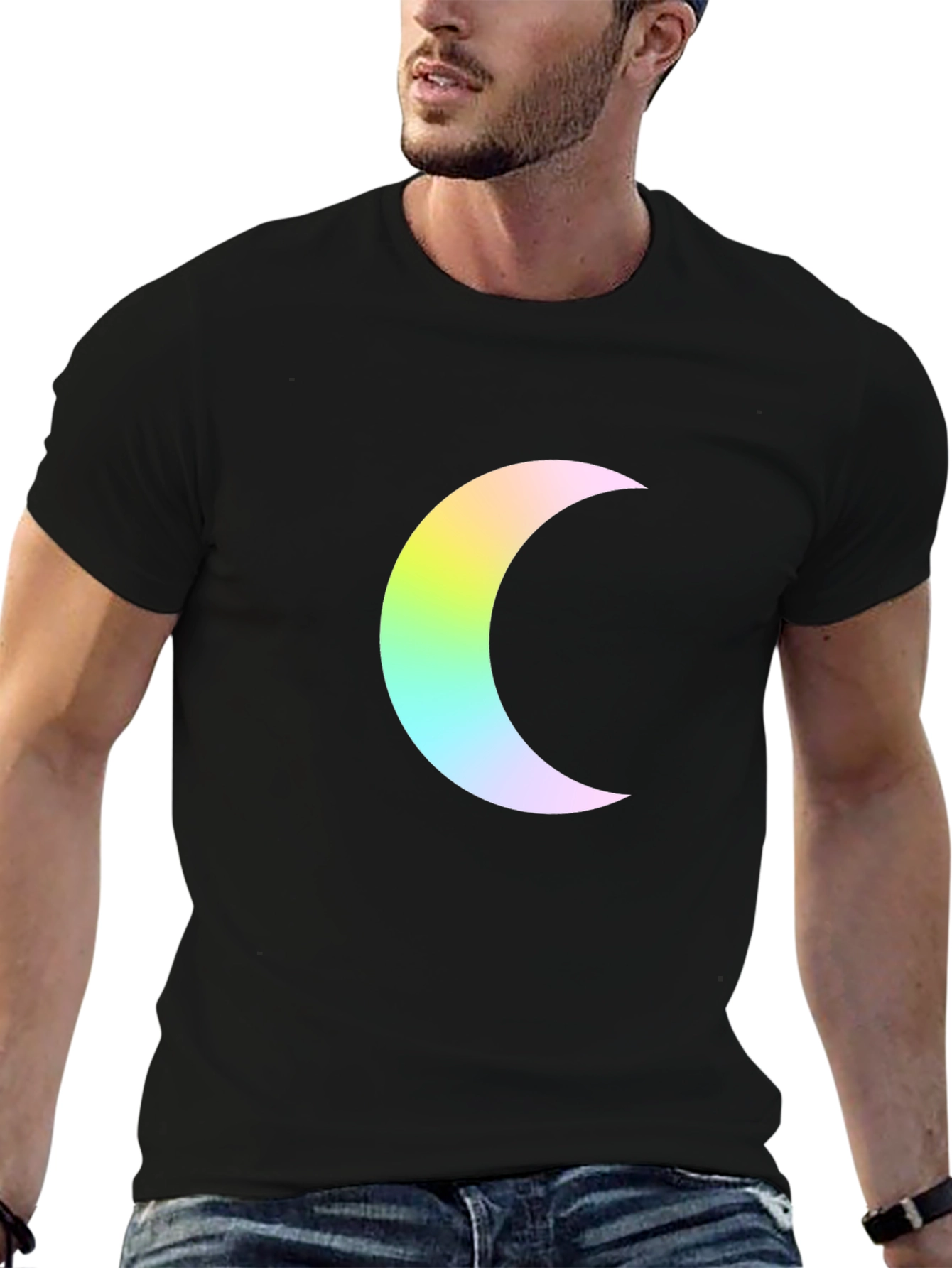 Crescent Moon Graphic Black T-Shirt - Trendy Casual Wear
