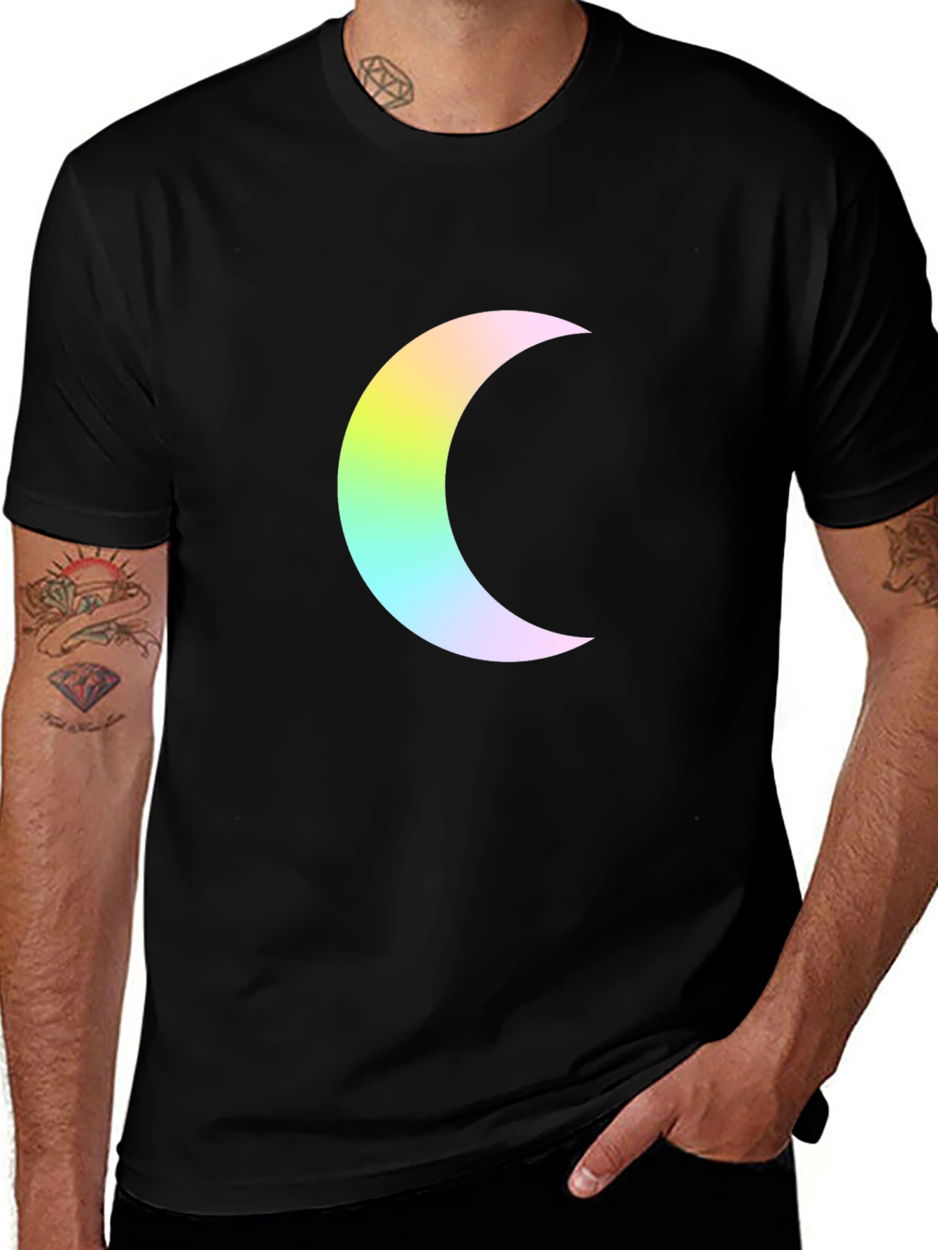 Crescent Moon Graphic Black T-Shirt - Trendy Casual Wear