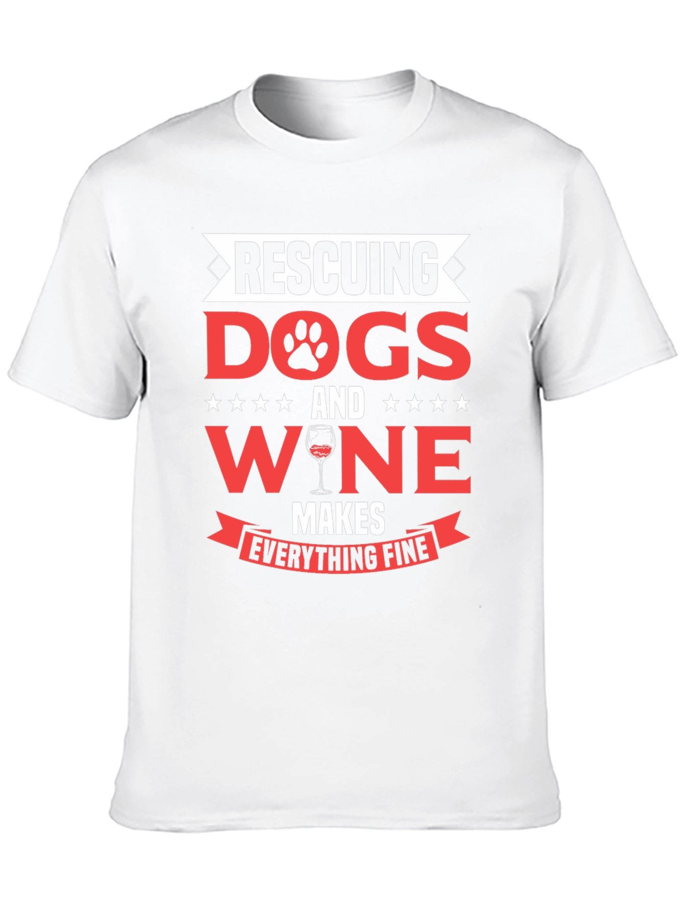 Rescuing Dogs and Wine Mens Graphic T-Shirt