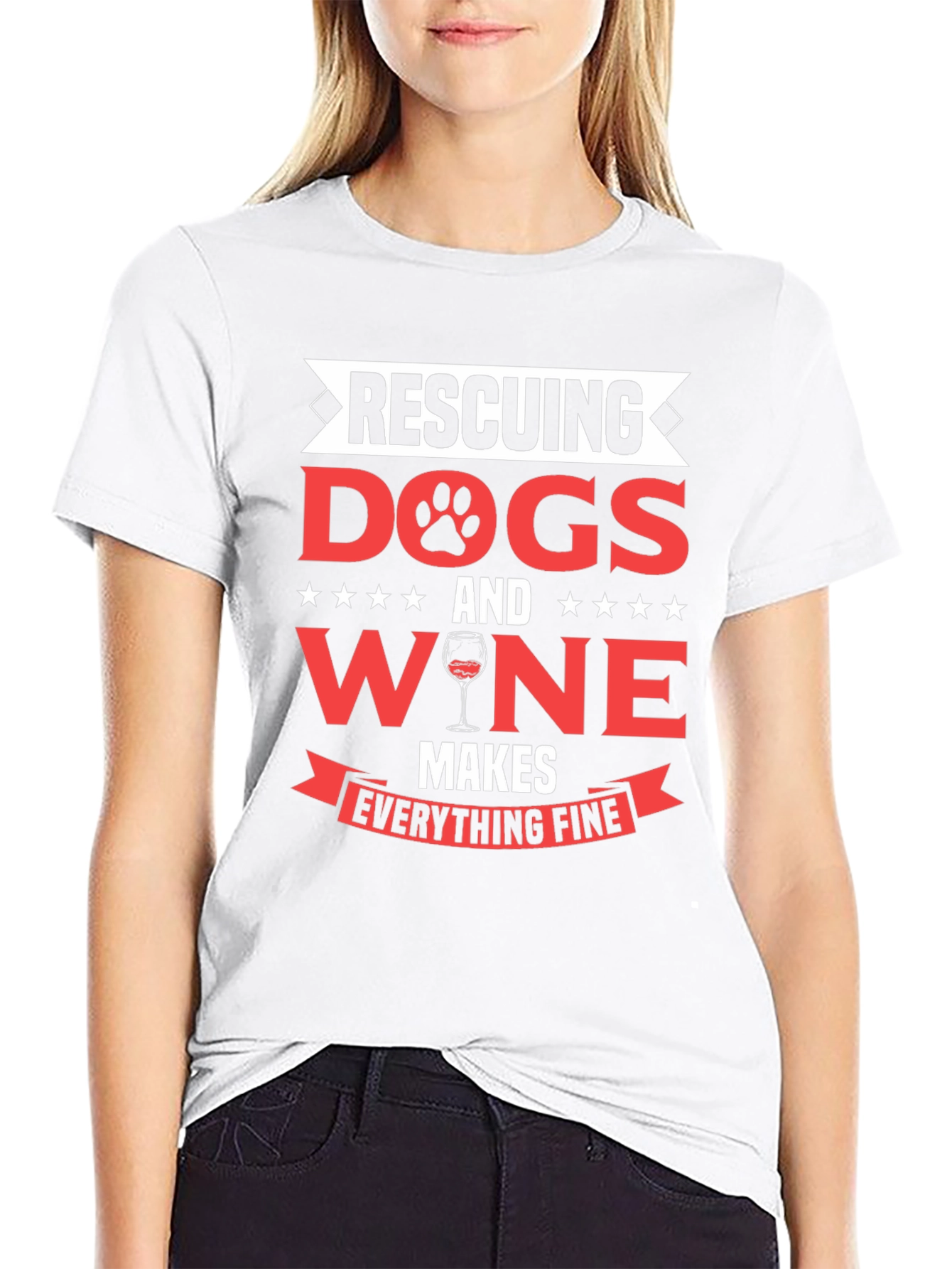 Rescuing Dogs and Wine Mens Graphic T-Shirt