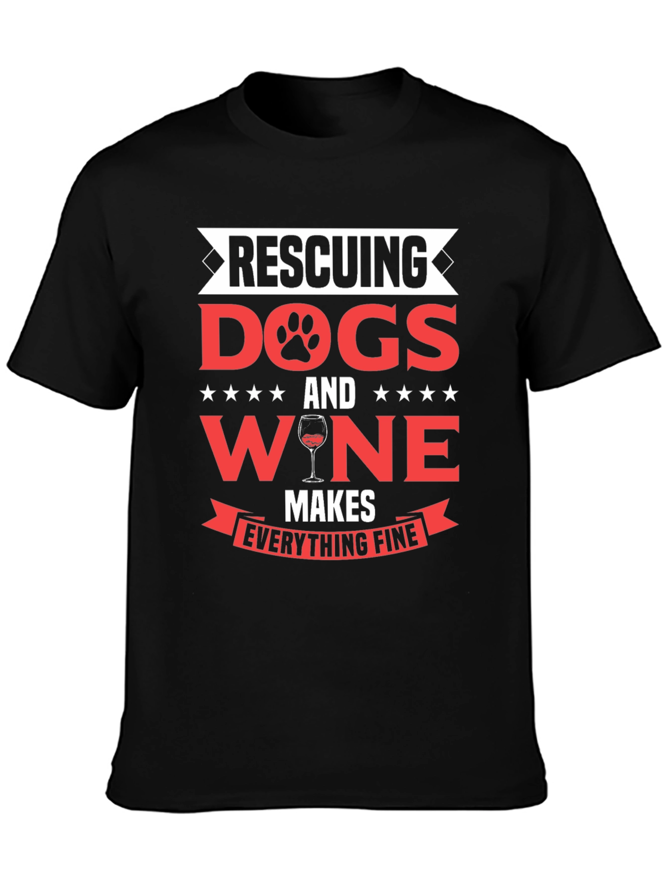 Rescuing Dogs and Wine Mens Graphic T-Shirt