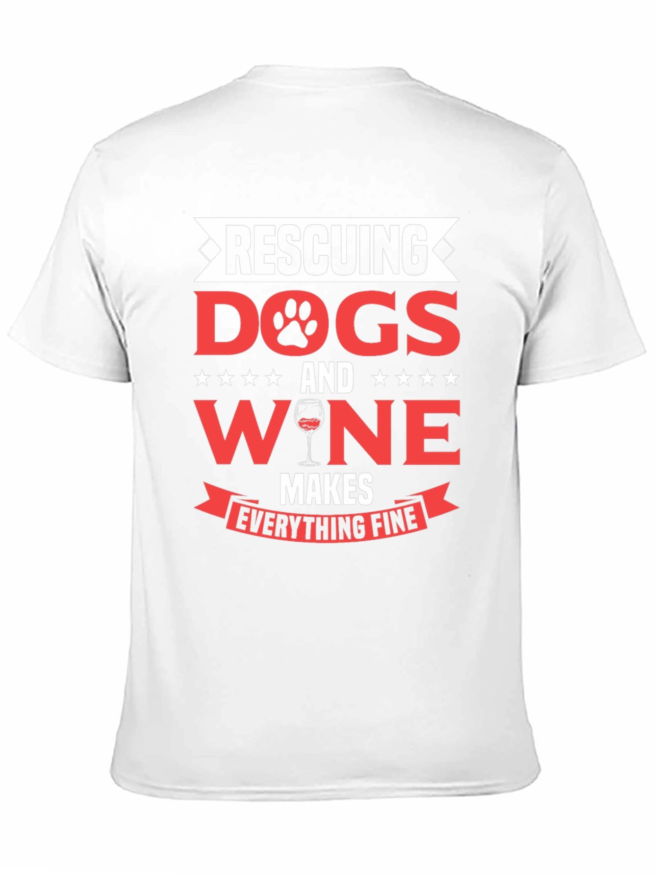 Rescuing Dogs and Wine Mens Graphic T-Shirt