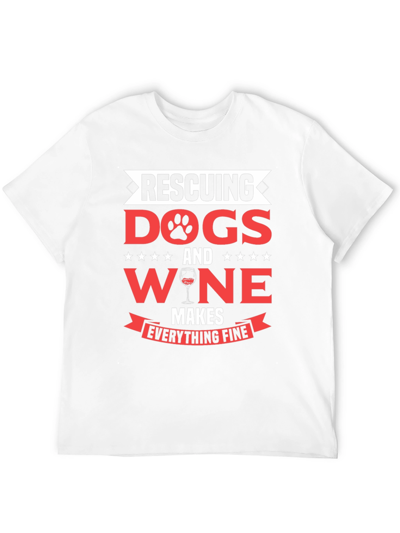 Rescuing Dogs and Wine Mens Graphic T-Shirt