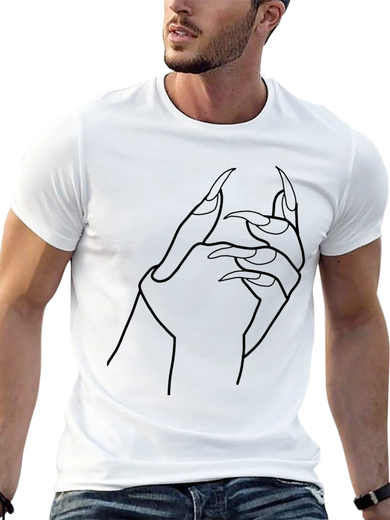 Gothic Claw Hand Graphic Black T-Shirt