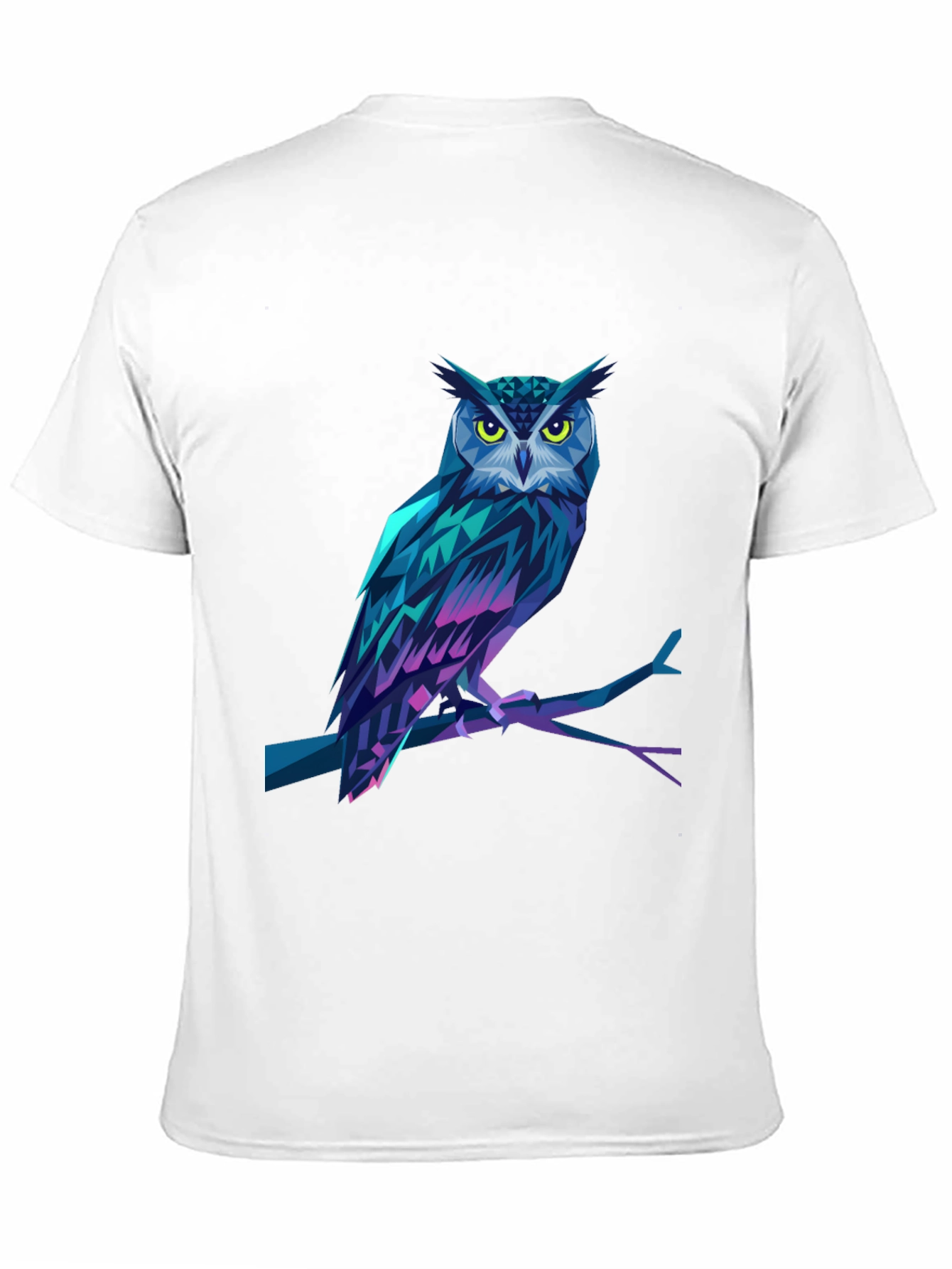 Geometric Owl Graphic Print Black T-Shirt