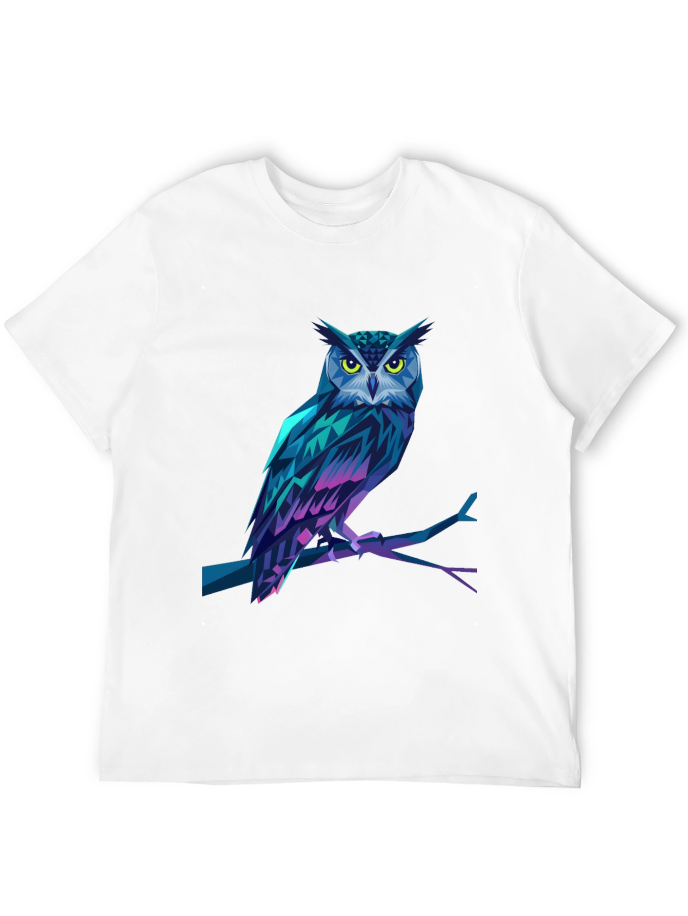 Geometric Owl Graphic Print Black T-Shirt