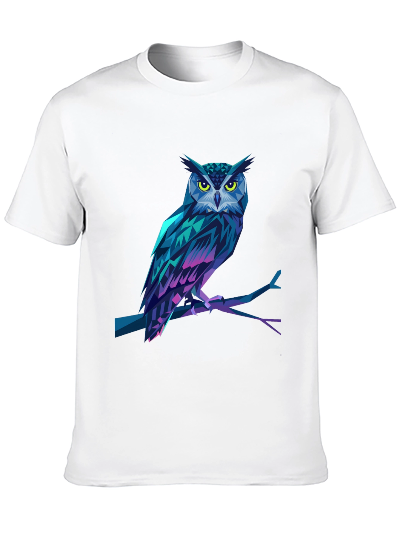 Geometric Owl Graphic Print Black T-Shirt