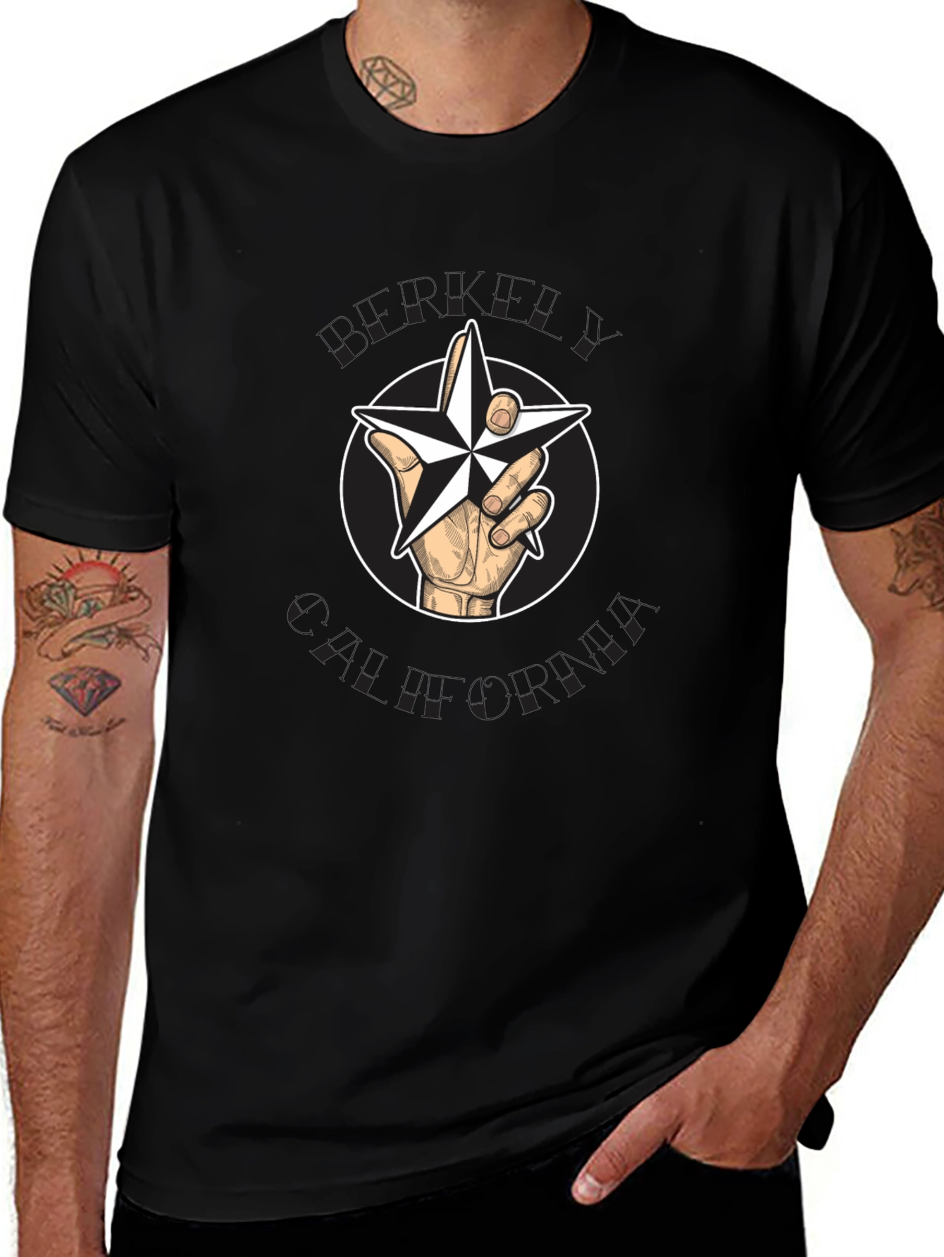 Star Hand Graphic Black T-Shirt