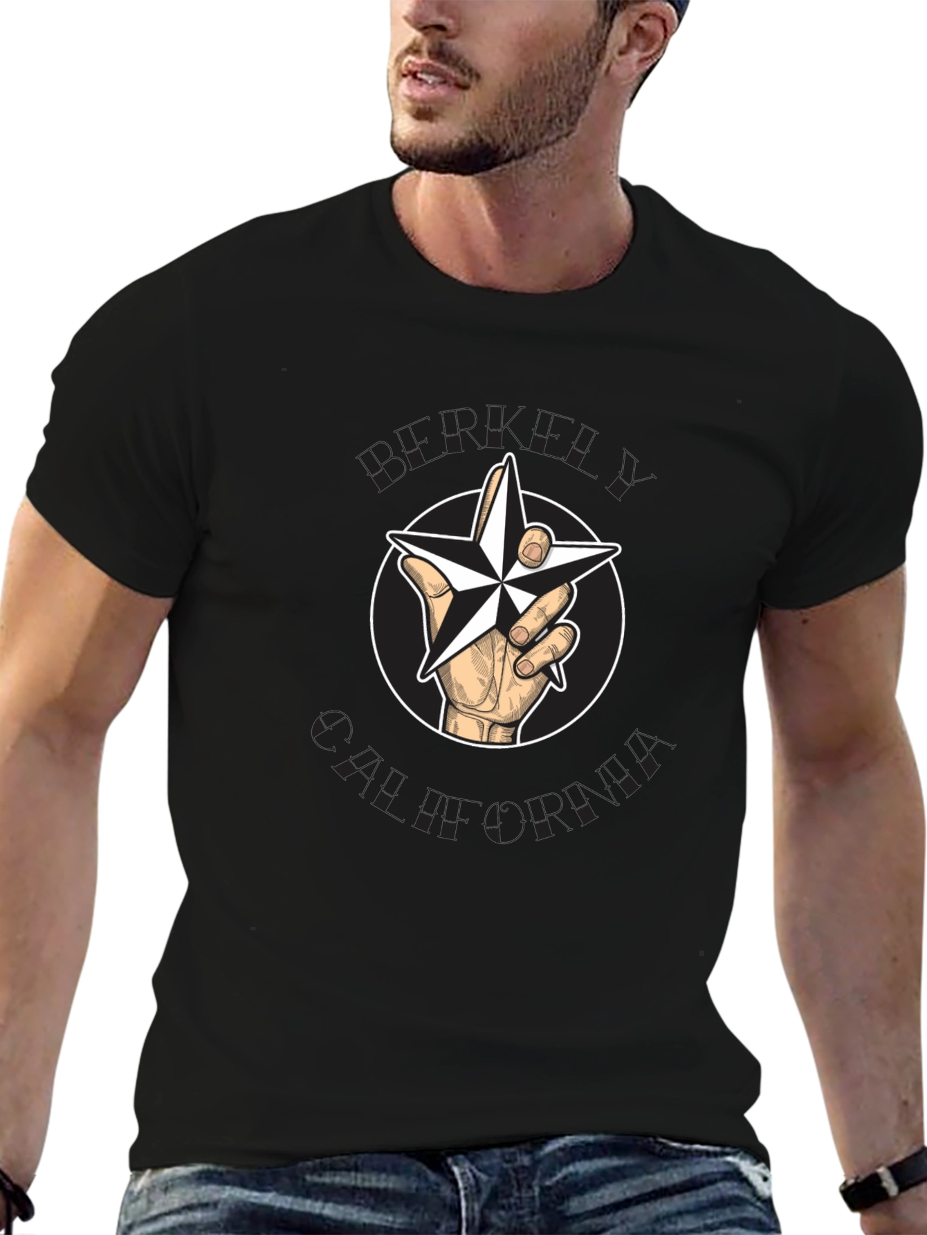Star Hand Graphic Black T-Shirt