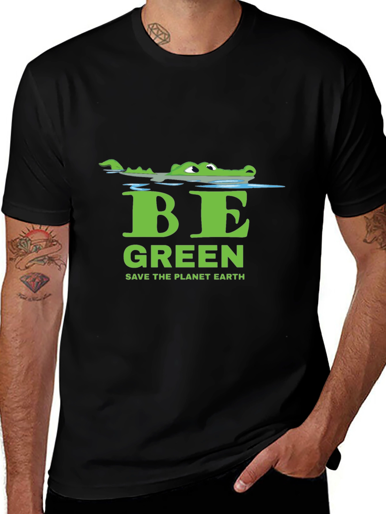 Eco-Friendly Alligator Be Green Graphic Tee