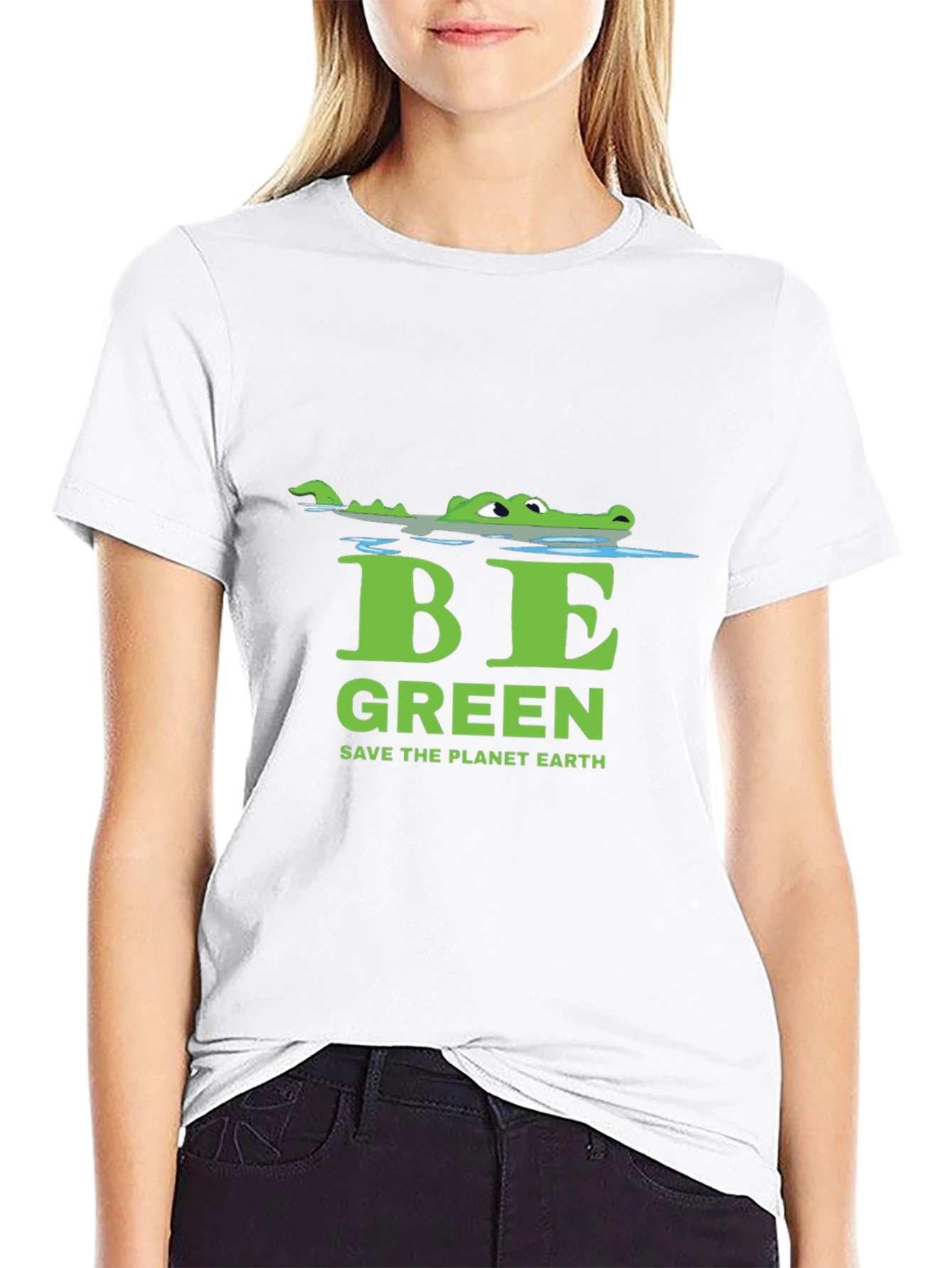 Eco-Friendly Alligator Be Green Graphic Tee