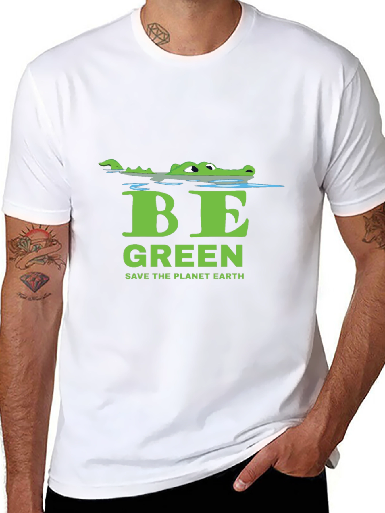 Eco-Friendly Alligator Be Green Graphic Tee