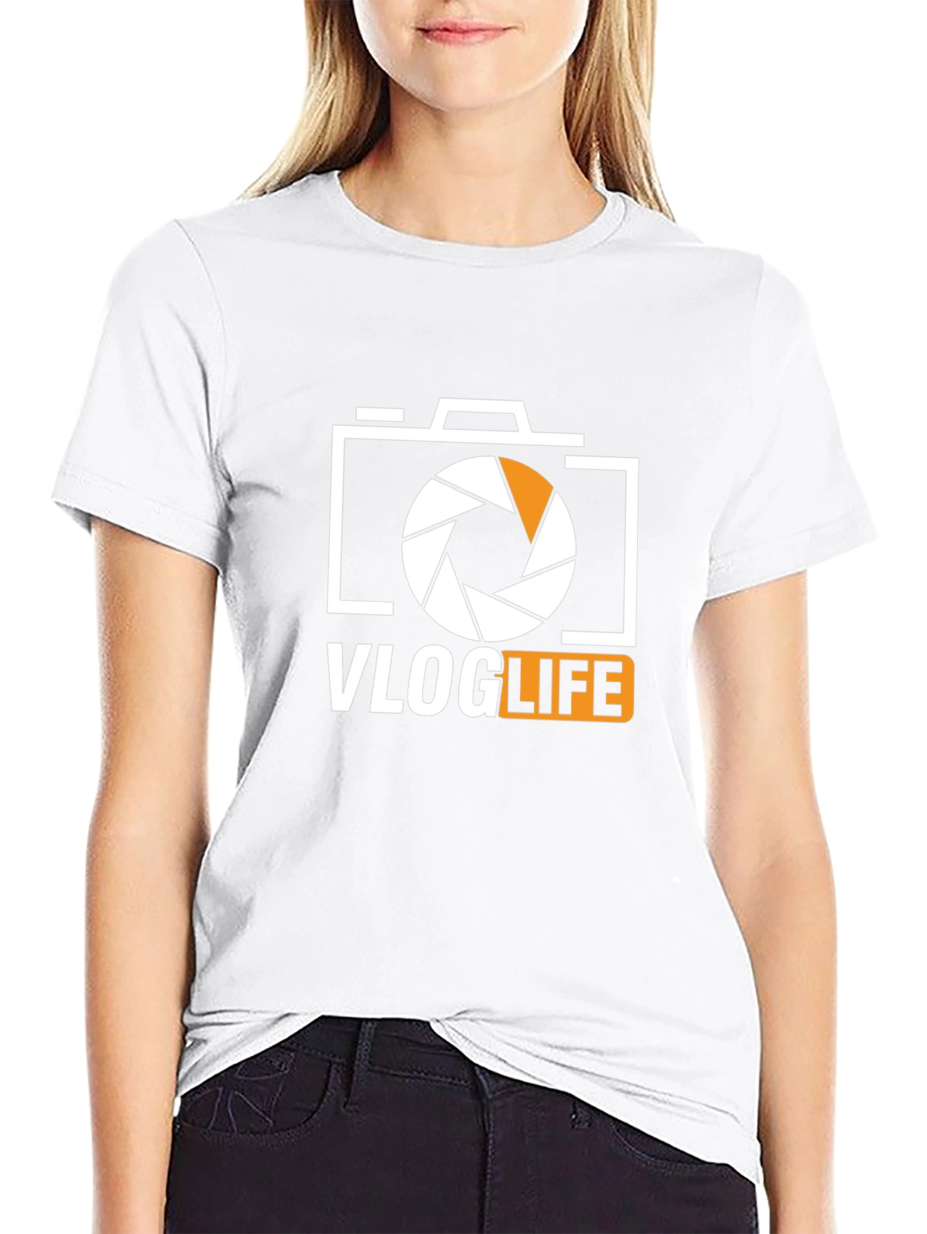 Vlog Life Graphic Tee - Camera Design Black T-Shirt