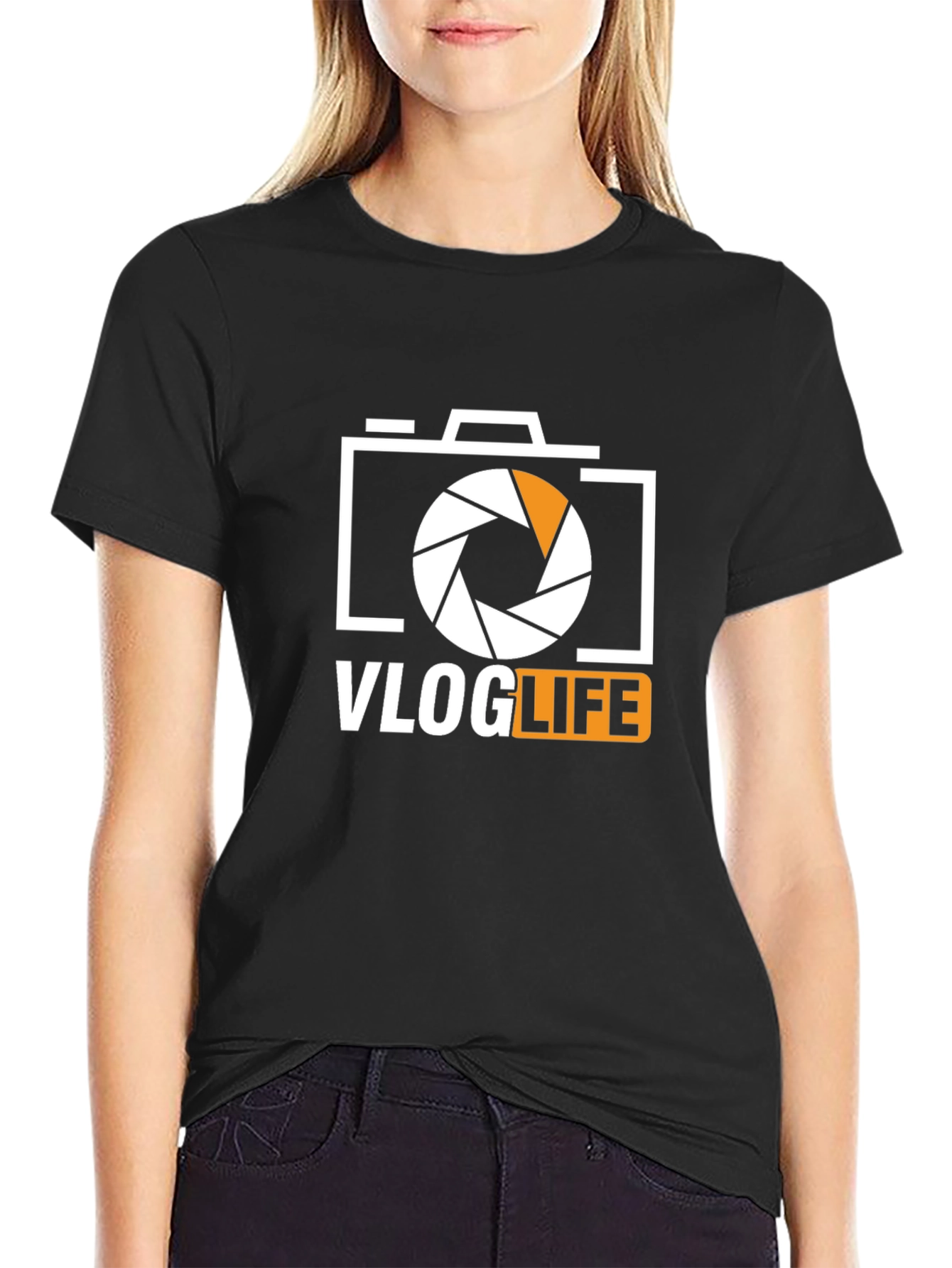 Vlog Life Graphic Tee - Camera Design Black T-Shirt