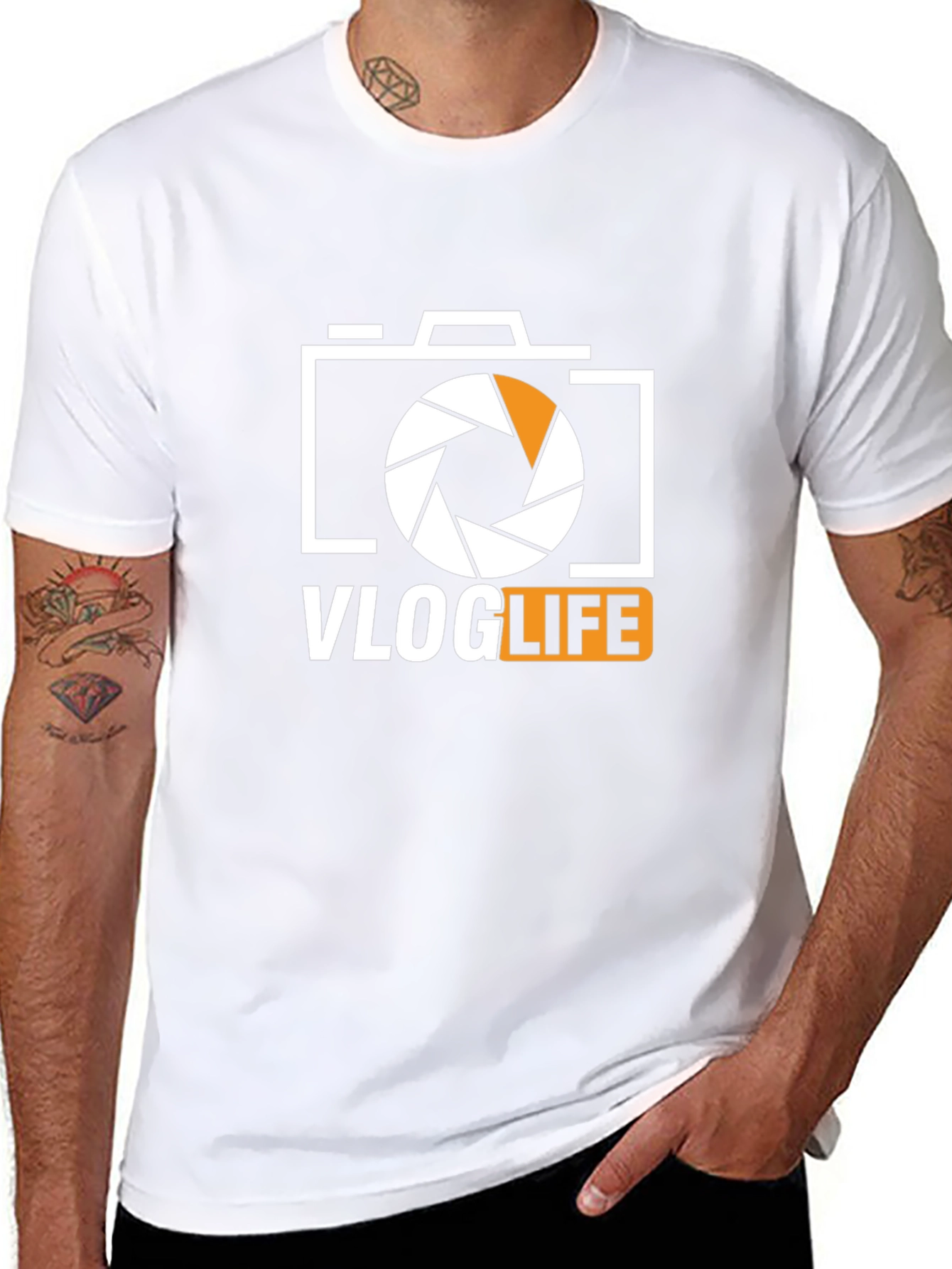 Vlog Life Graphic Tee - Camera Design Black T-Shirt