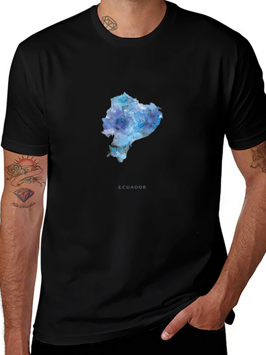 Ecuador Watercolor Map Graphic Tee - Black