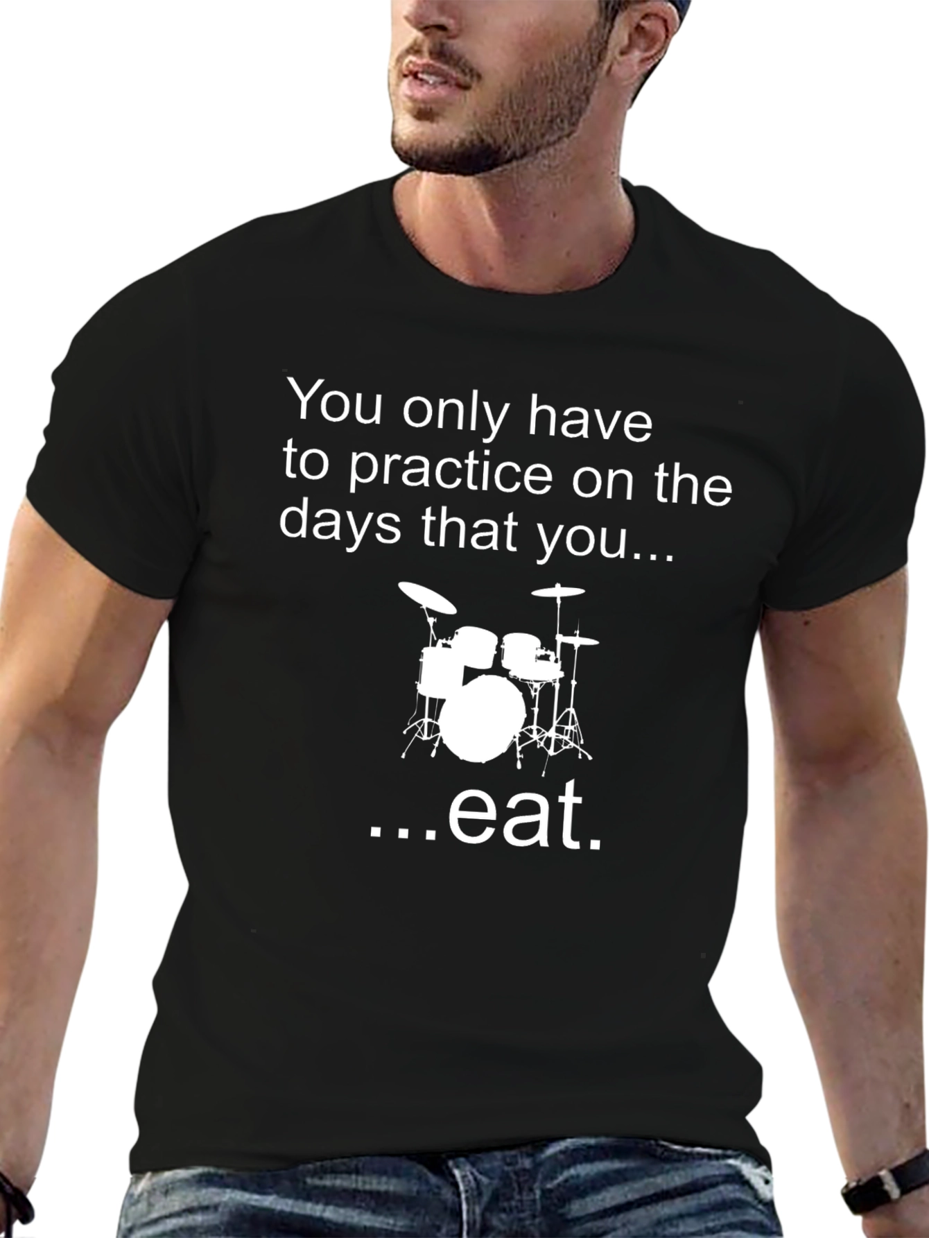 Drummers Black T-Shirt - Practice on Days You Eat!