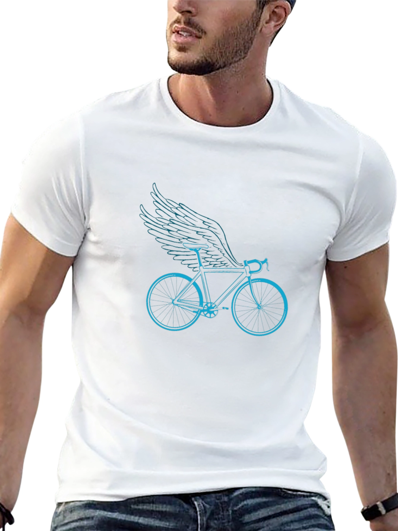 Winged Bicycle Graphic Tee - Black