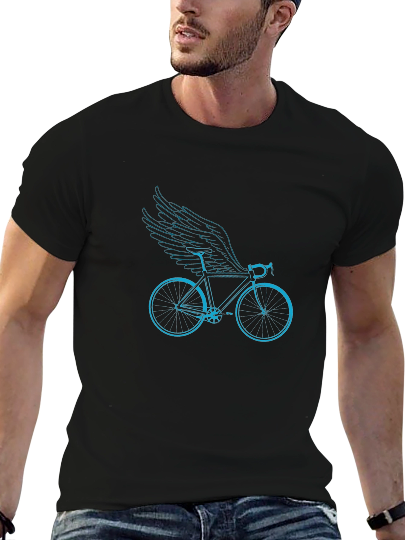 Winged Bicycle Graphic Tee - Black