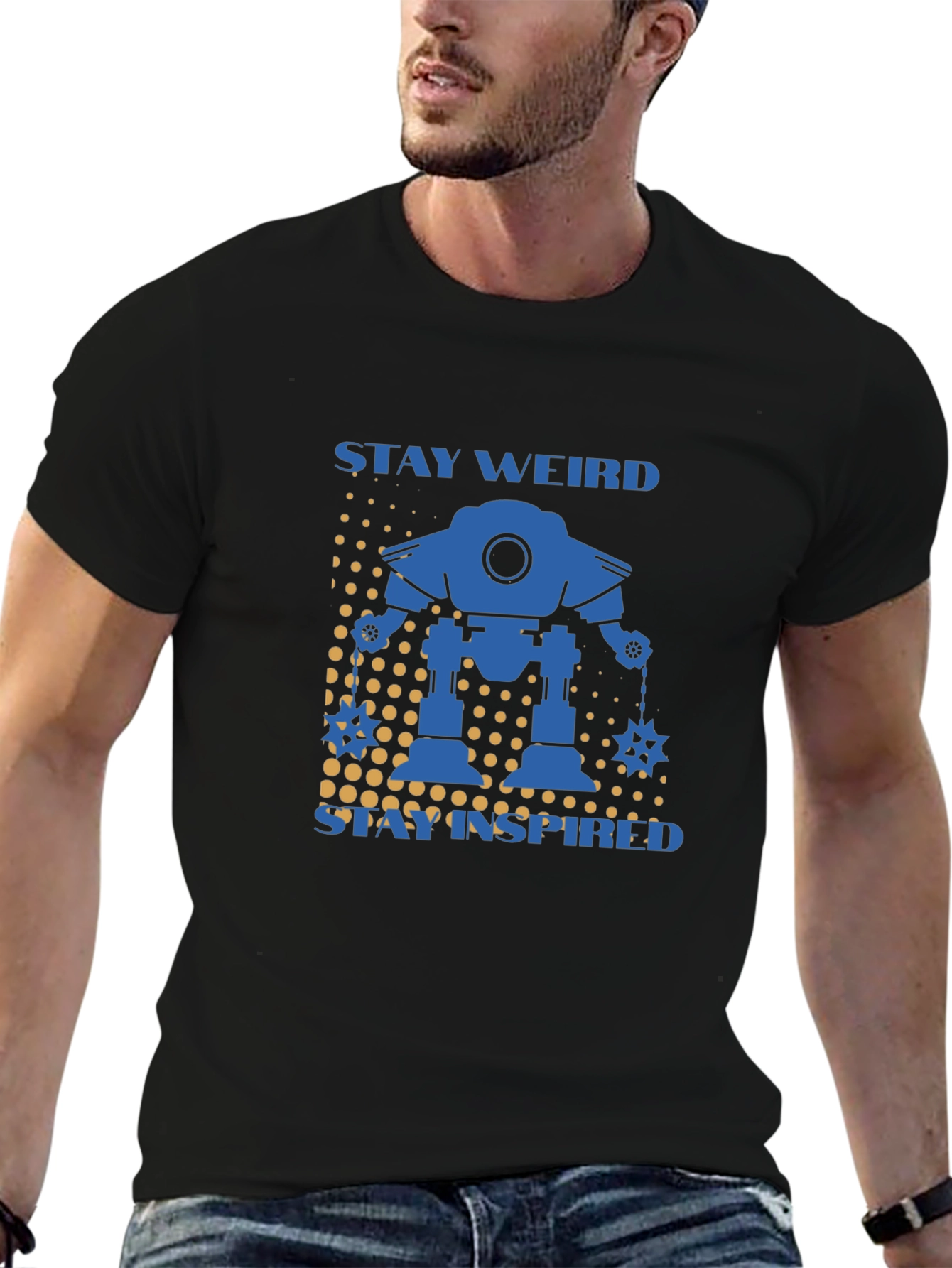 Stay Weird Stay Inspired Robot Graphic T-Shirt