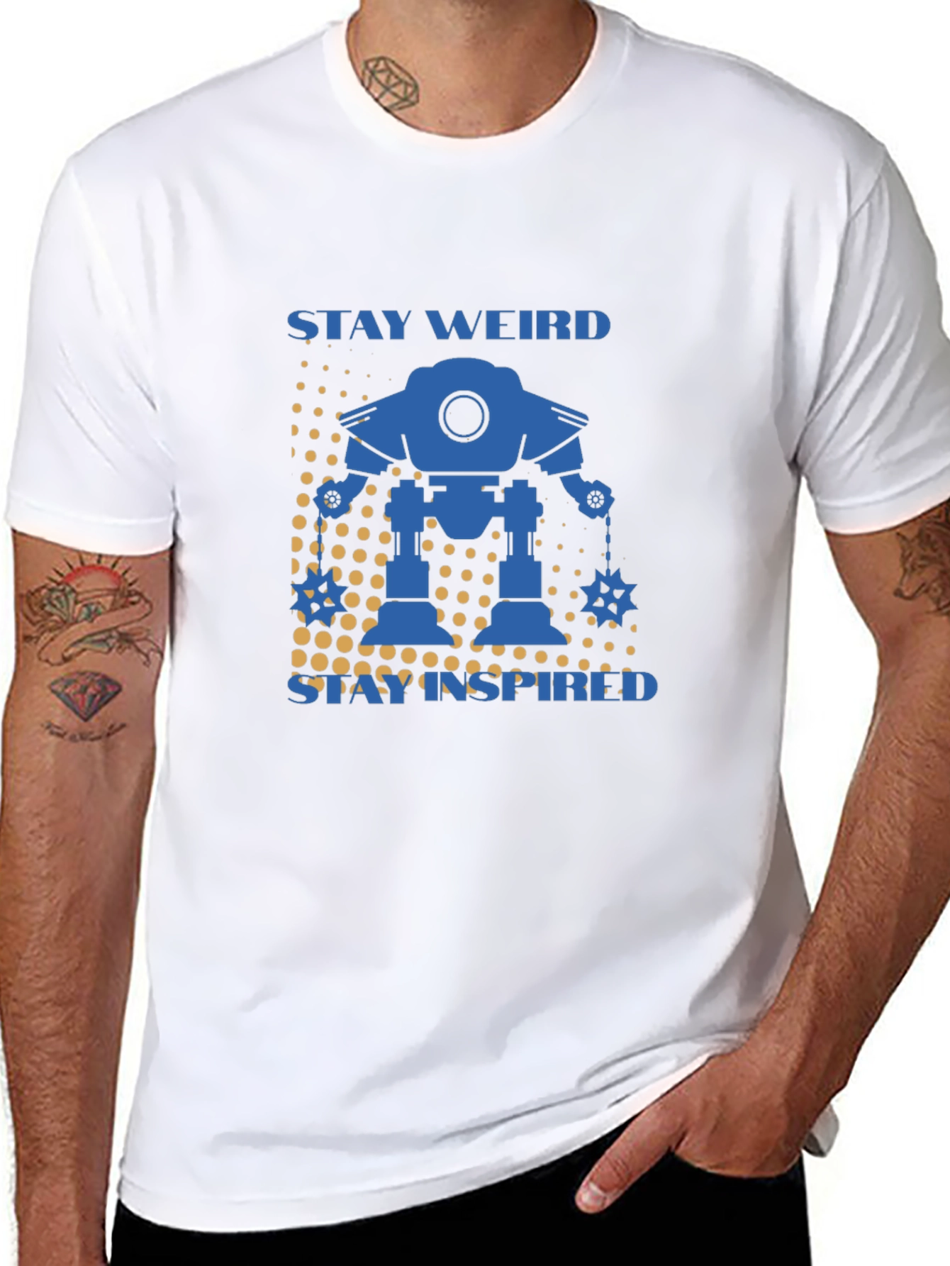 Stay Weird Stay Inspired Robot Graphic T-Shirt