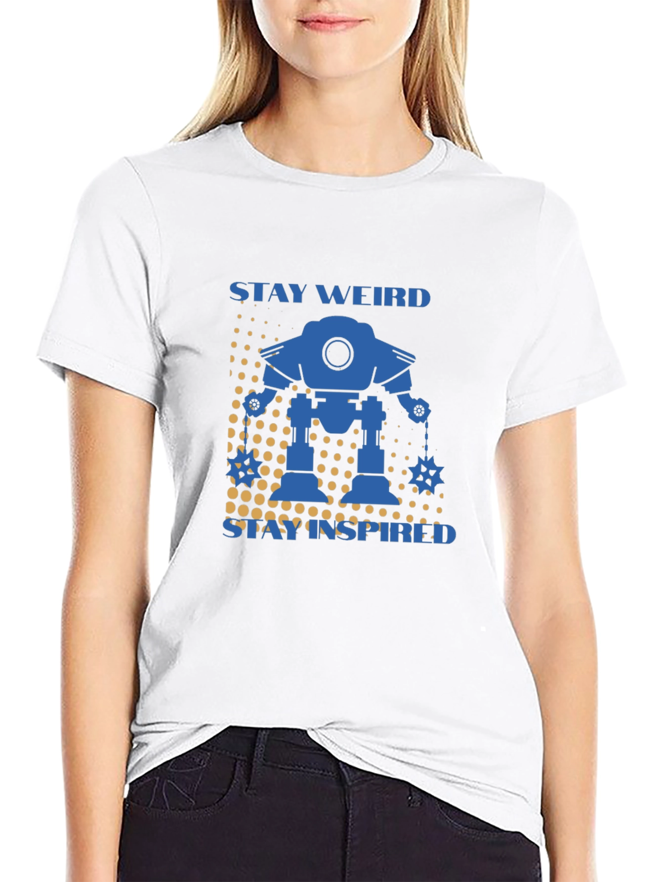 Stay Weird Stay Inspired Robot Graphic T-Shirt