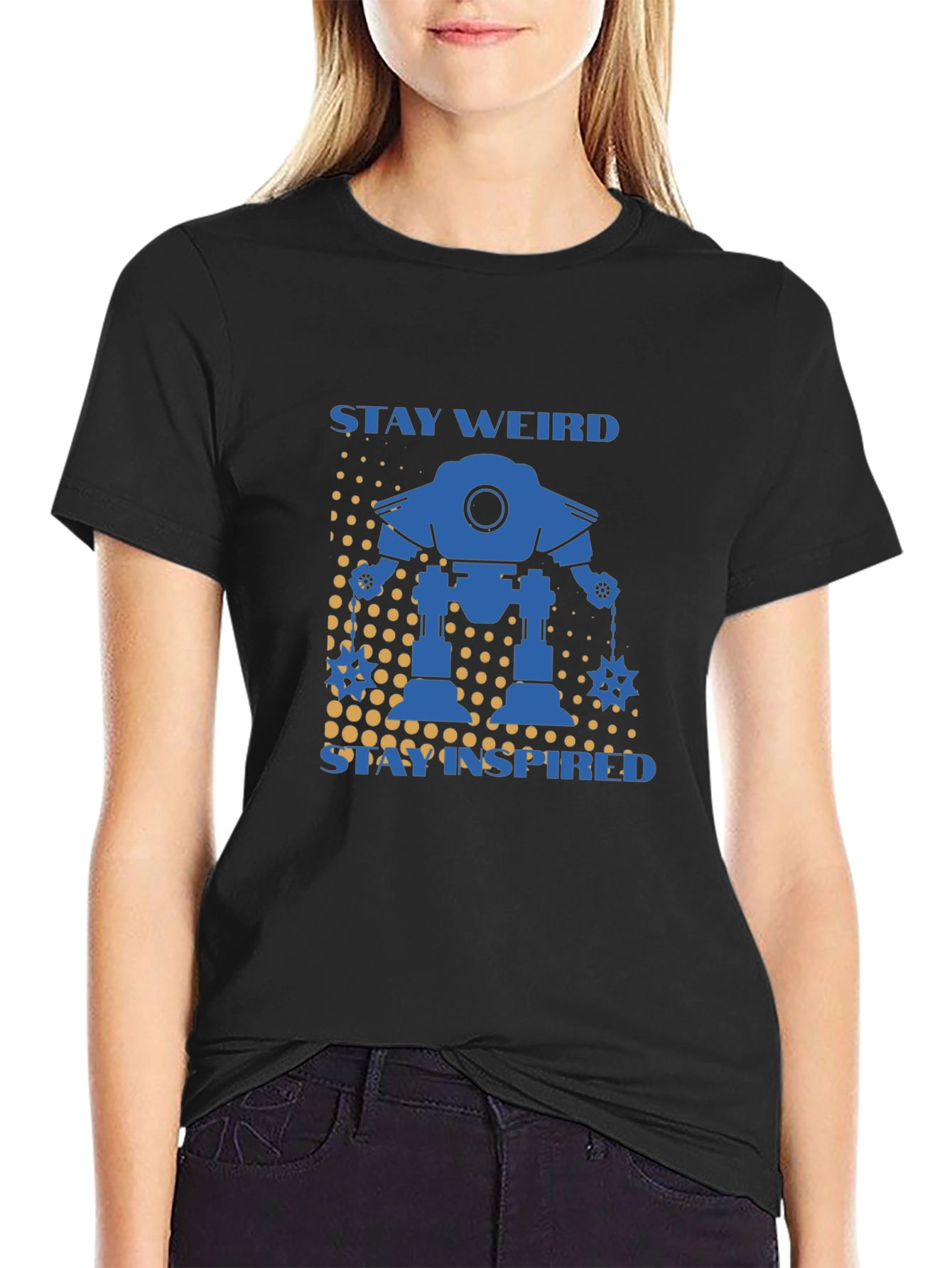 Stay Weird Stay Inspired Robot Graphic T-Shirt