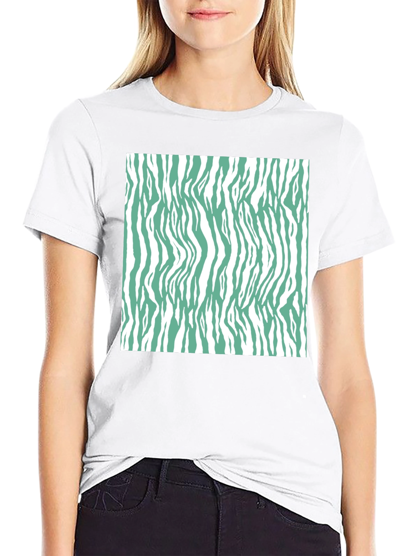 Zebra Print T-Shirt - Black Casual Tee