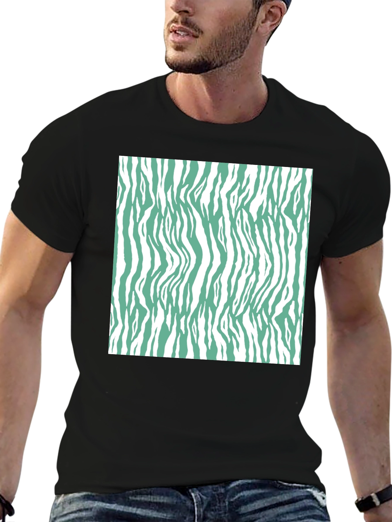 Zebra Print T-Shirt - Black Casual Tee