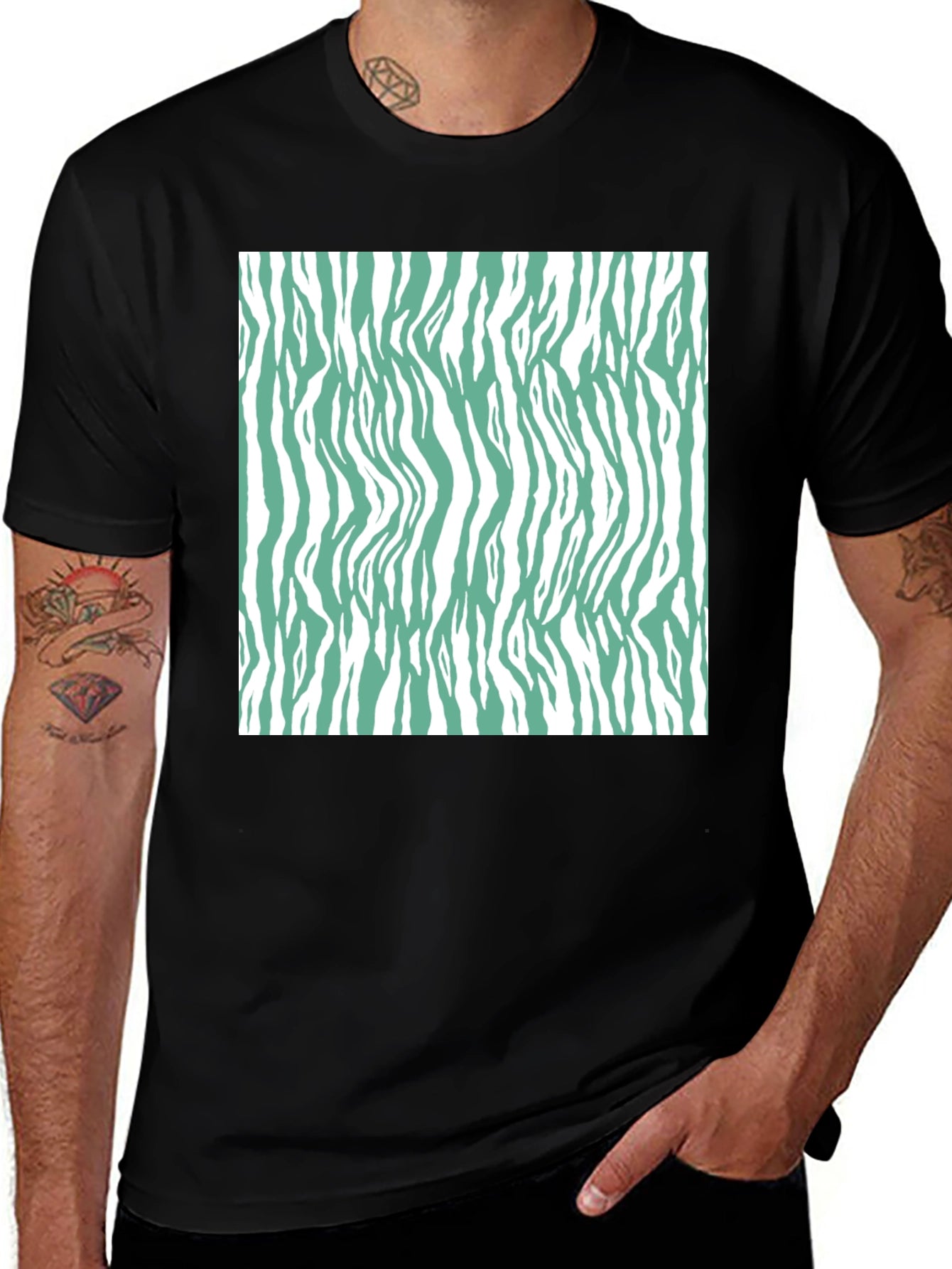 Zebra Print T-Shirt - Black Casual Tee