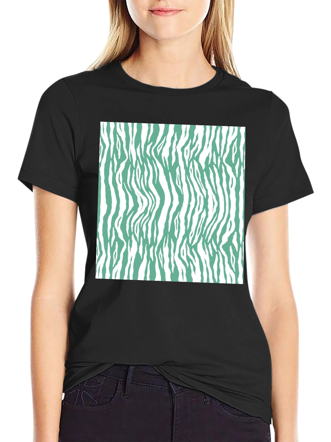 Zebra Print T-Shirt - Black Casual Tee