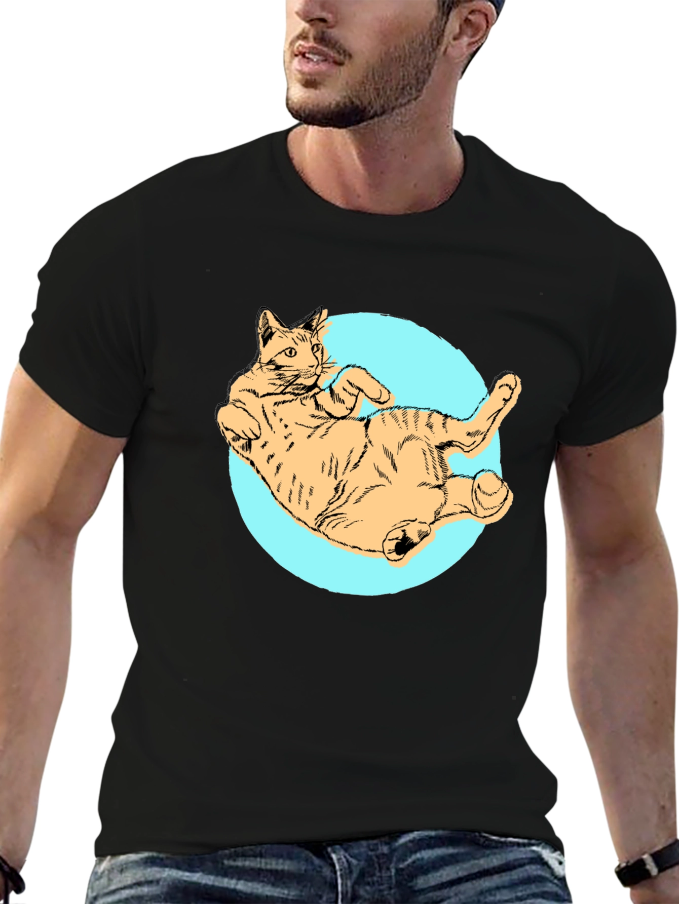 Cat Graphic Tee - Mens Black T-Shirt
