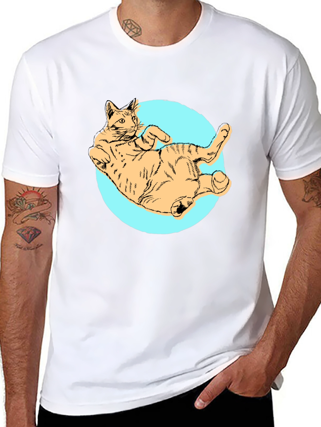 Cat Graphic Tee - Mens Black T-Shirt