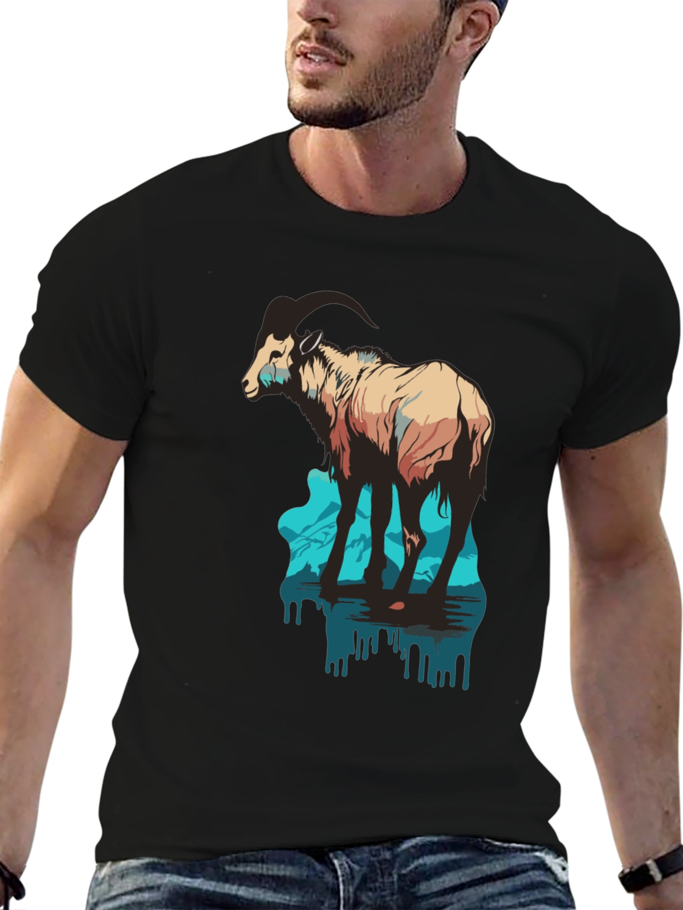 Mountain Goat Graphic Tee - Black